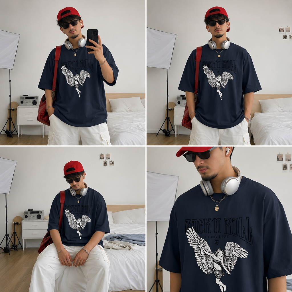 ZENOBIA Rock’n Roll Angel Oversized Tee