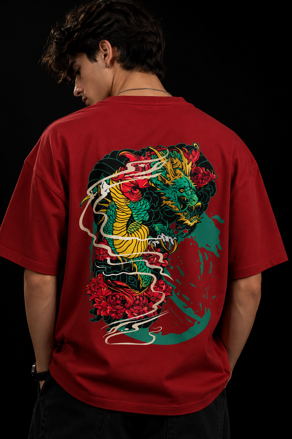 (Dragon’s Fury) Unisex Oversized T-Shirt — White Logo Series