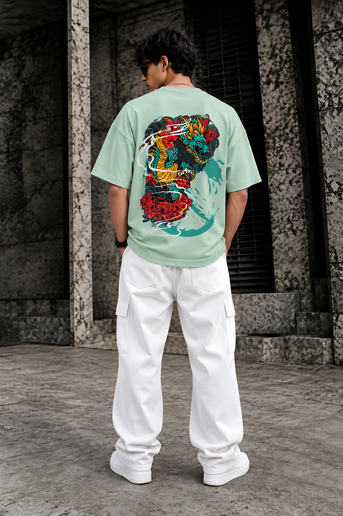 (Dragon’s Fury) Unisex Oversized T-Shirt — White Logo Series