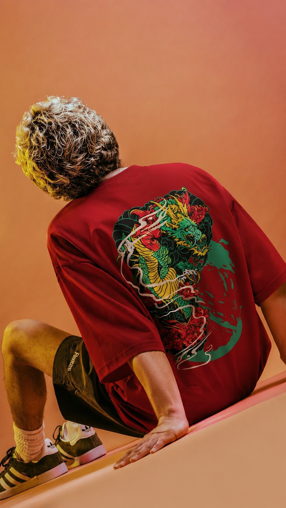 “Shadow Dragon’s Fury” Unisex Oversized T-Shirt — White Logo Series