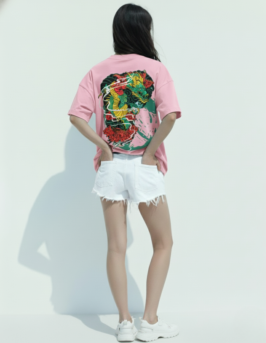 “Shadow Dragon’s Fury” Unisex Oversized T-Shirt — Pastel Series