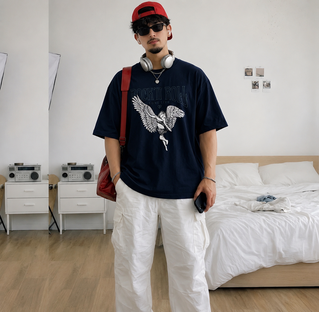 ZENOBIA Rock’n Roll Angel Oversized Tee