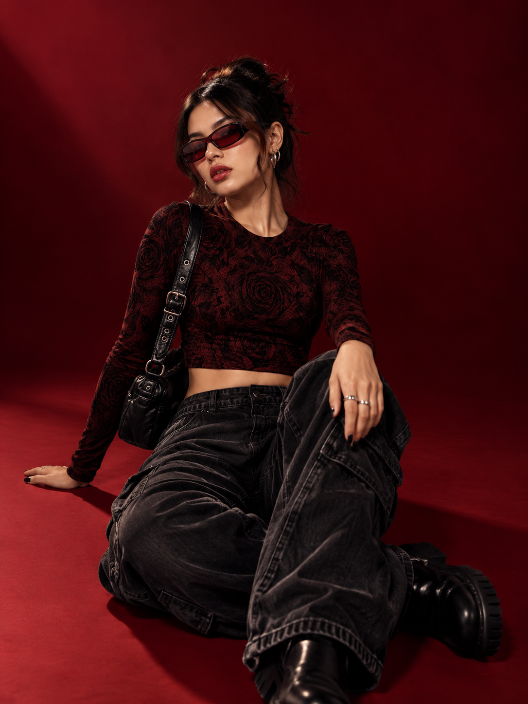 Crimson Bloom Crop Top