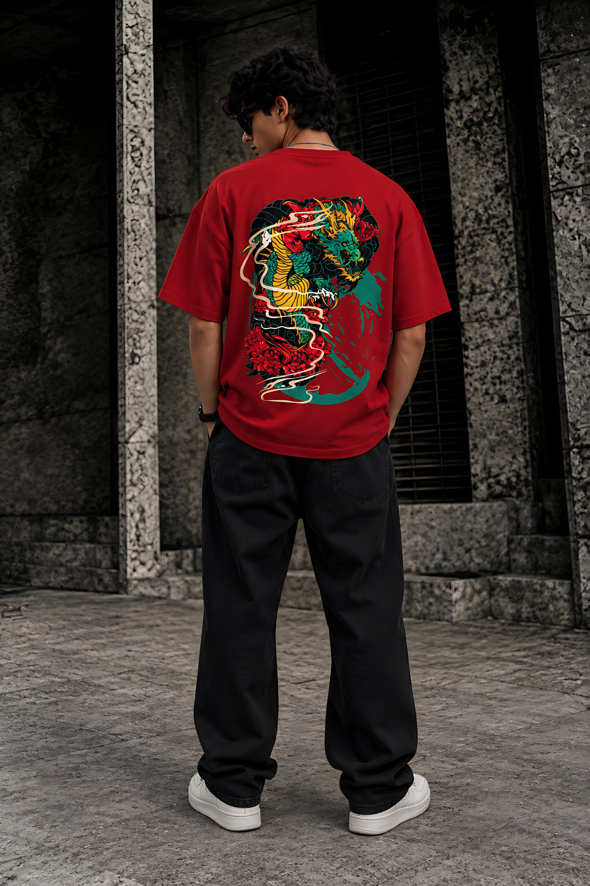(Dragon’s Fury) Unisex Oversized T-Shirt — White Logo Series