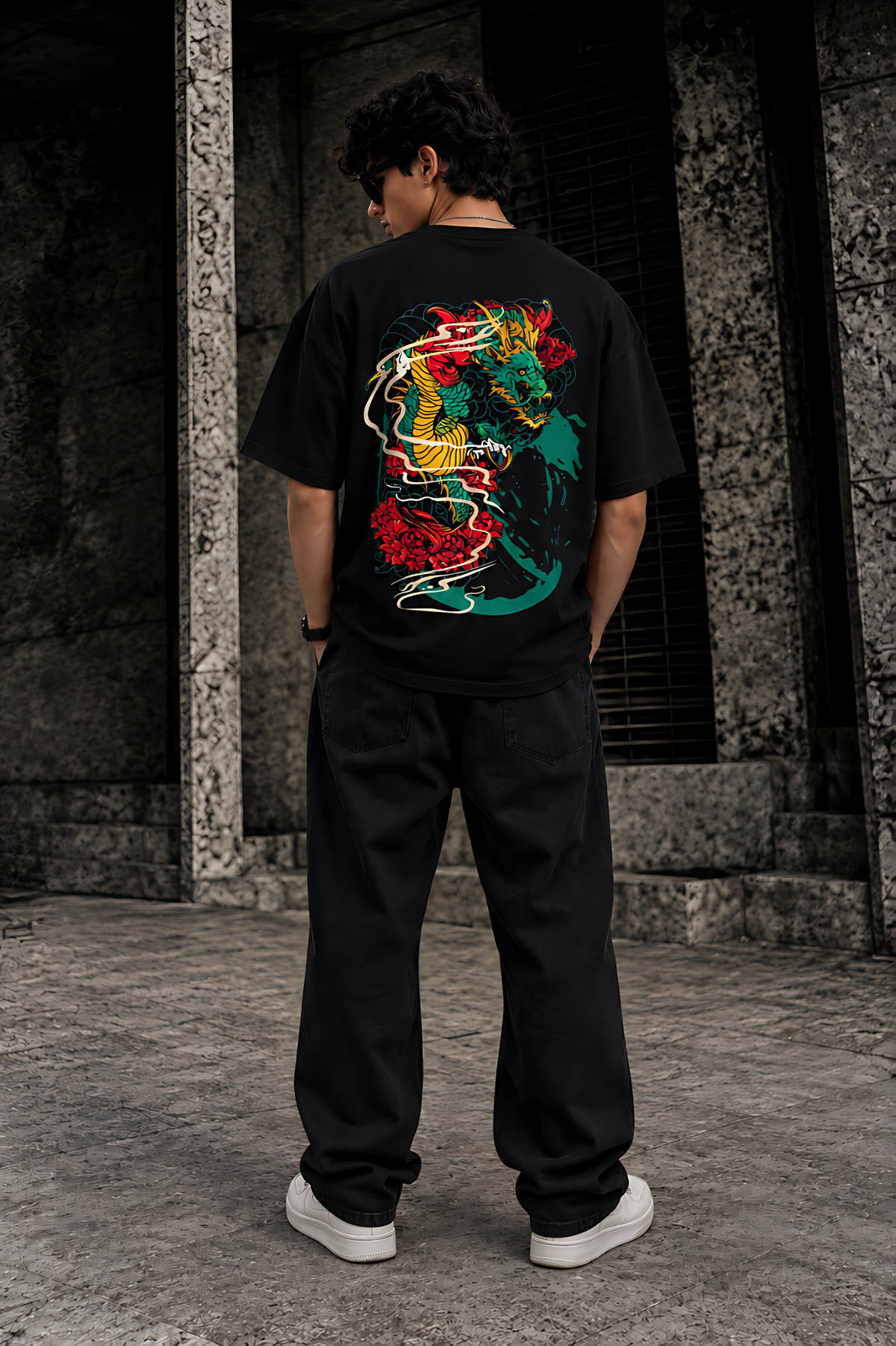 (Dragon’s Fury) Unisex Oversized T-Shirt — White Logo Series