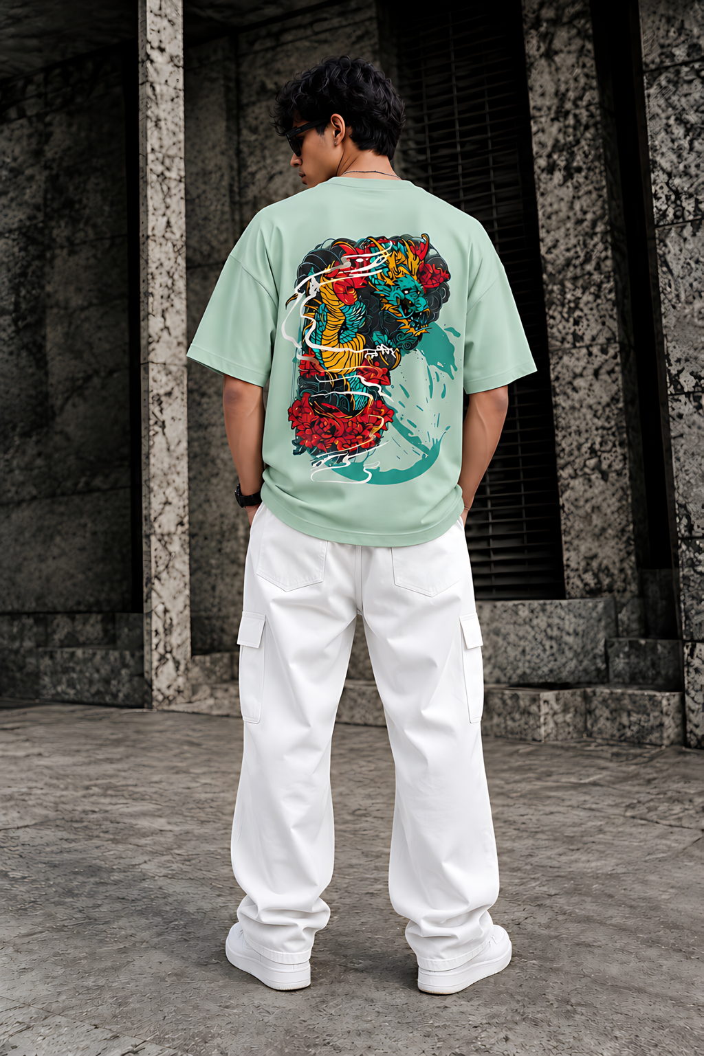 (Dragon’s Fury) Unisex Oversized T-Shirt — White Logo Series