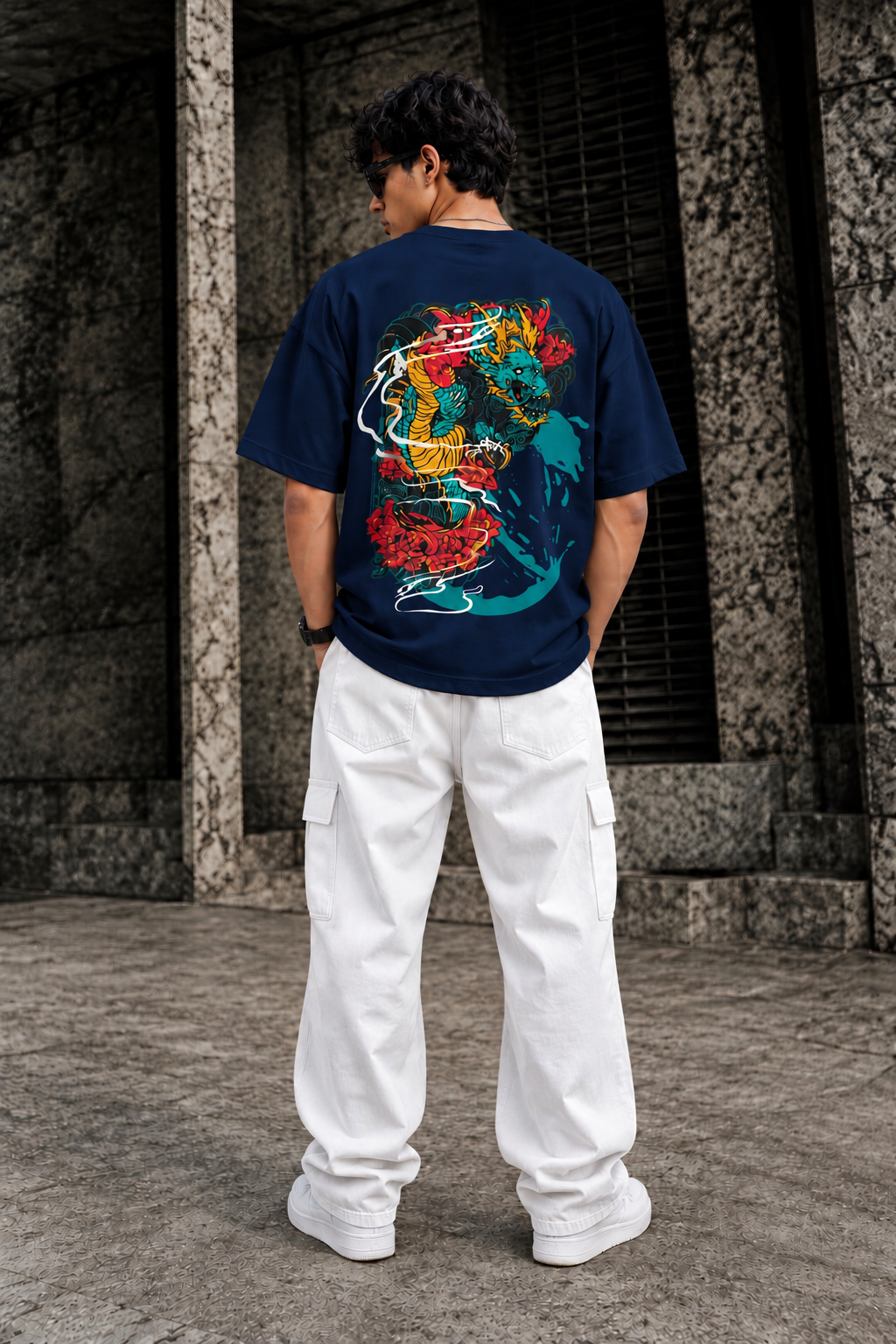 (Dragon’s Fury) Unisex Oversized T-Shirt — White Logo Series