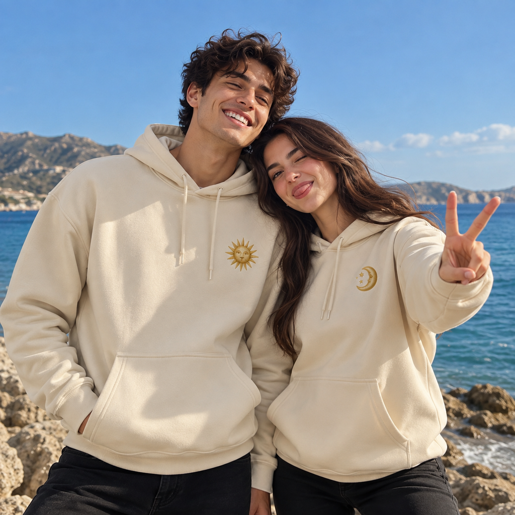 MOONSTRUCK - The Soft-Glow Couple Hoodie (Moon Embroidery Edition)