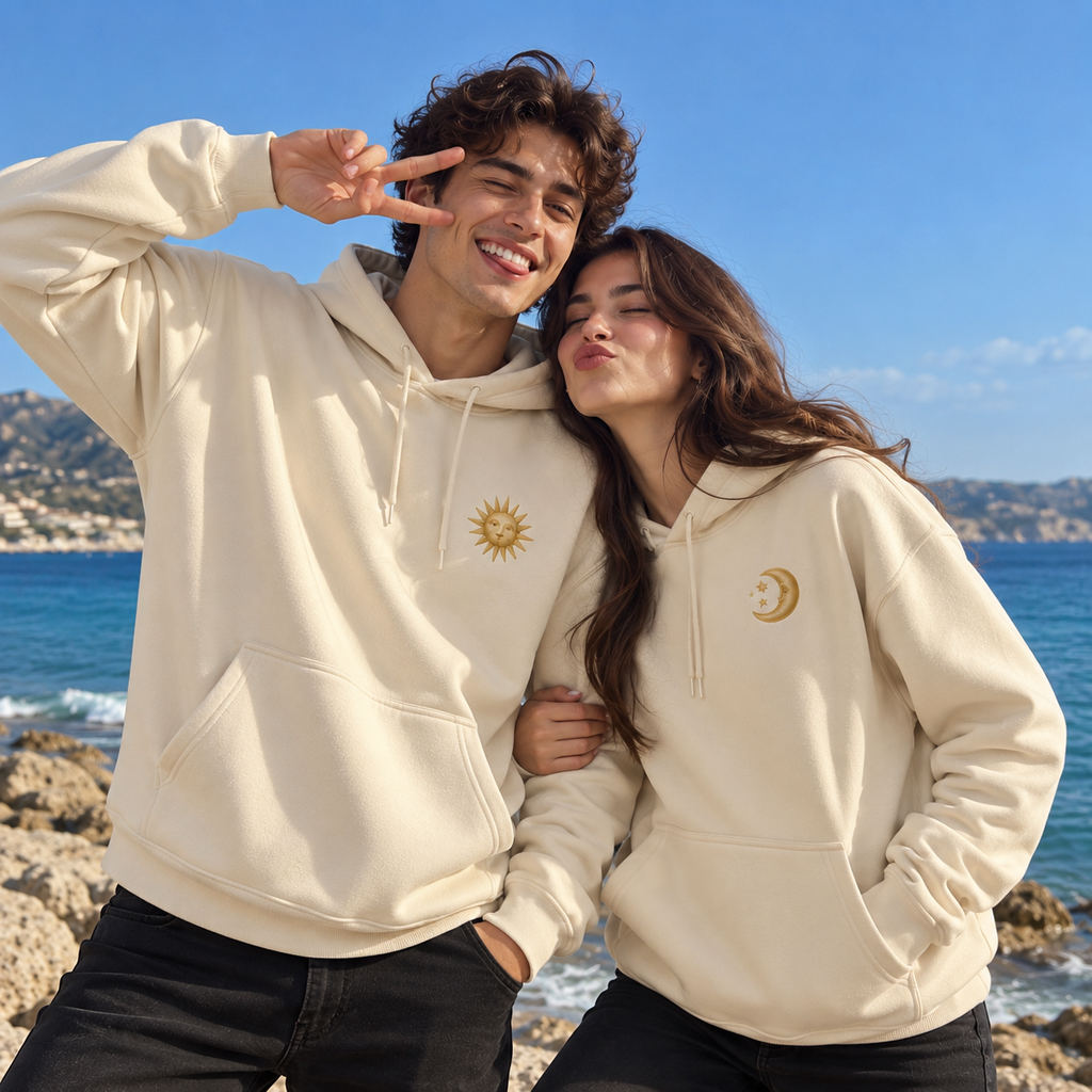 MOONSTRUCK - The Soft-Glow Couple Hoodie (Moon Embroidery Edition)