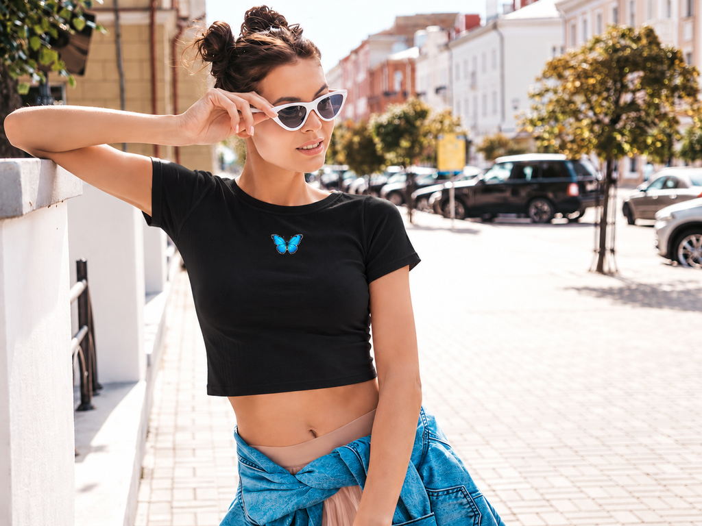 Blue Butterfly Baby Tee