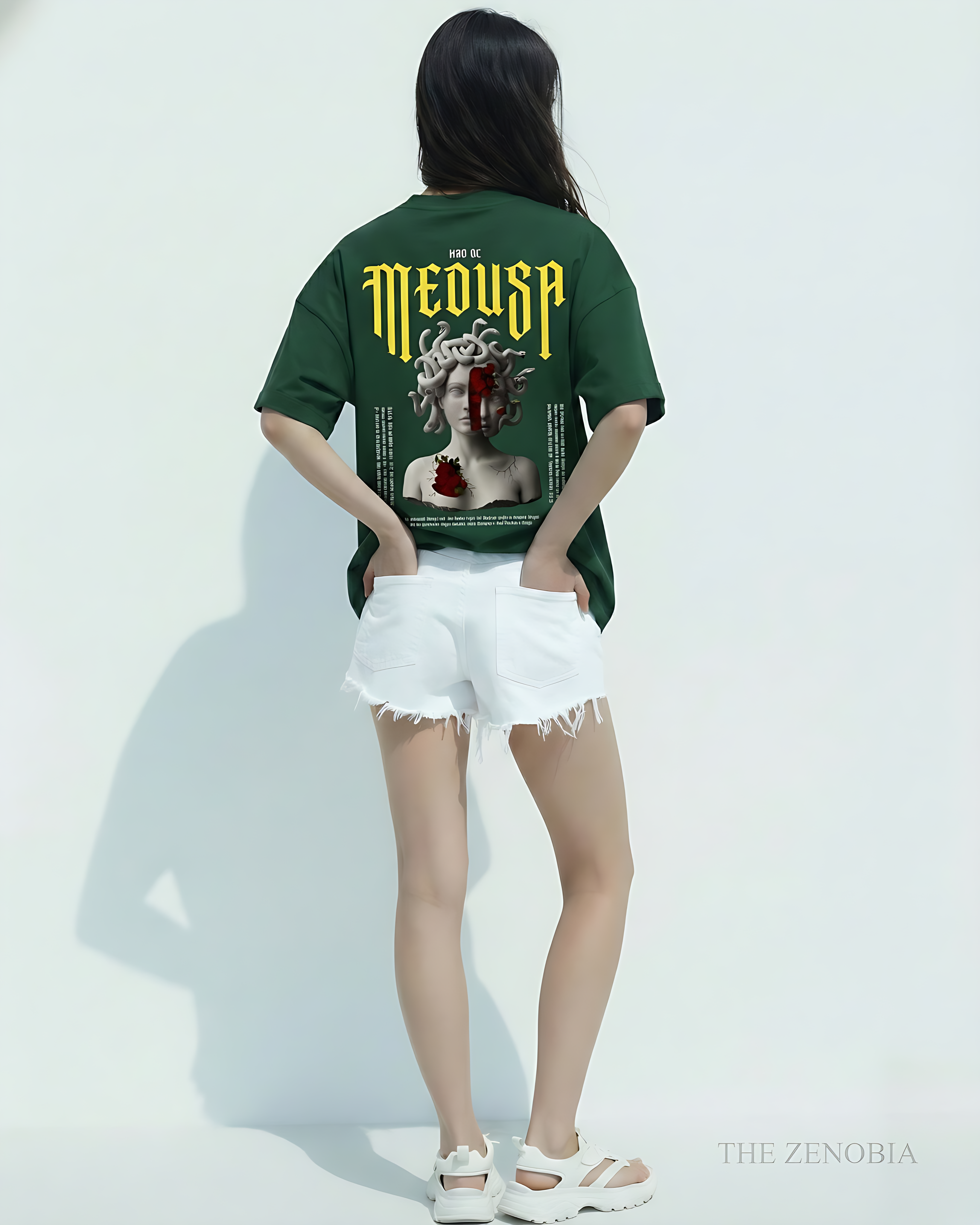 Medusa Rose Fragment Unisex Tee - Bottle Green / S - Oversized sung jung woo T-Shirt