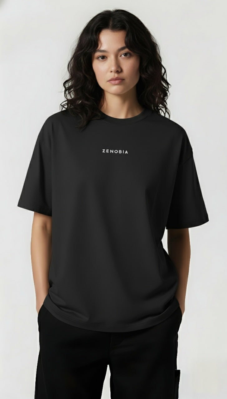 Oversized French Terry T-Shirt — White Embroidery Edition