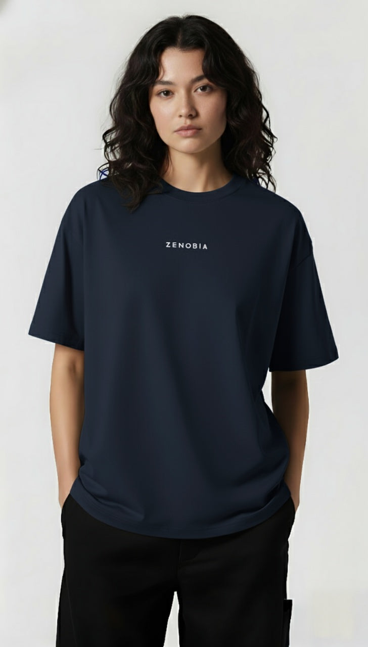 Oversized French Terry T-Shirt — White Embroidery Edition