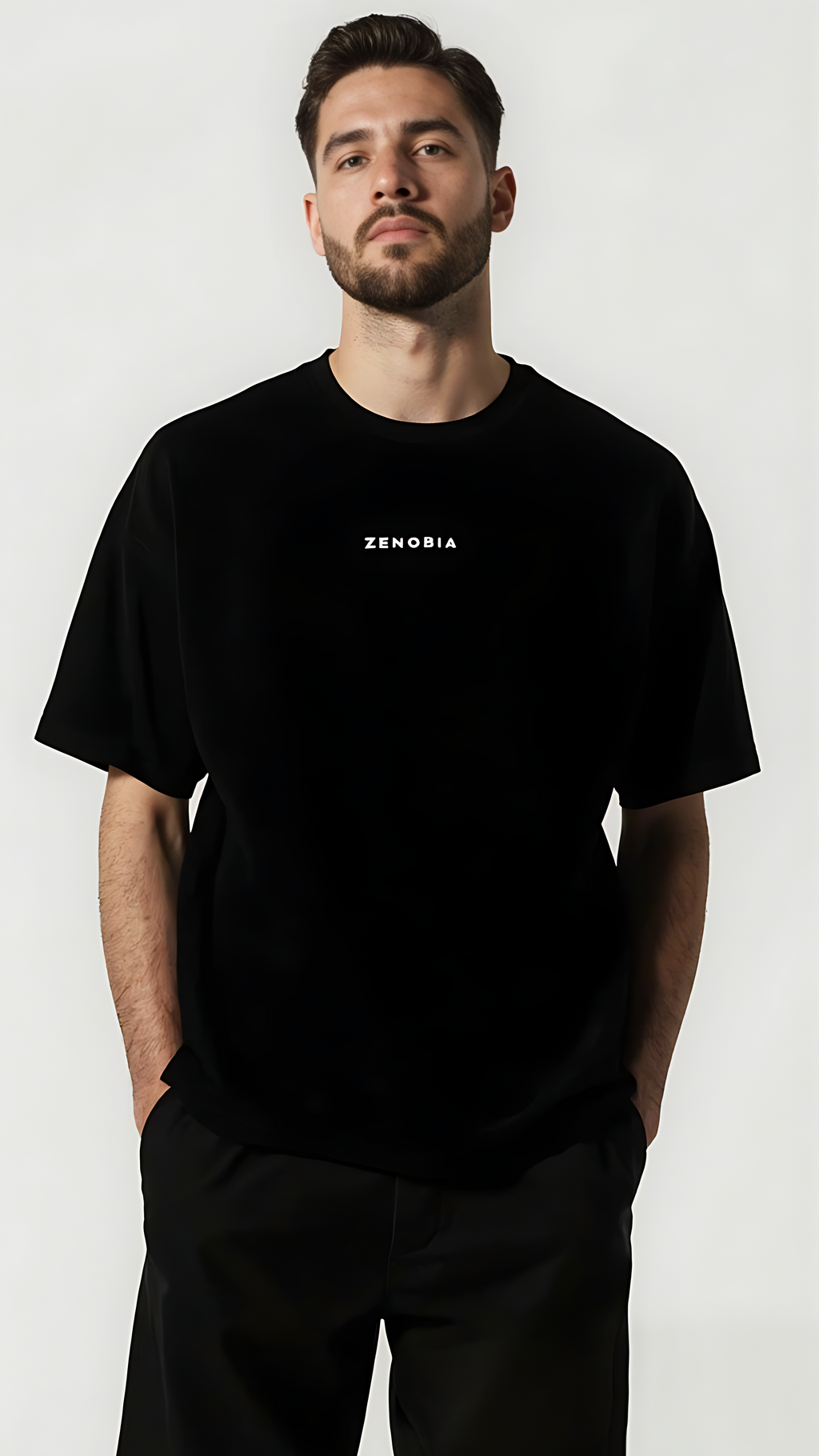 Oversized French Terry T-Shirt — White Embroidery Edition