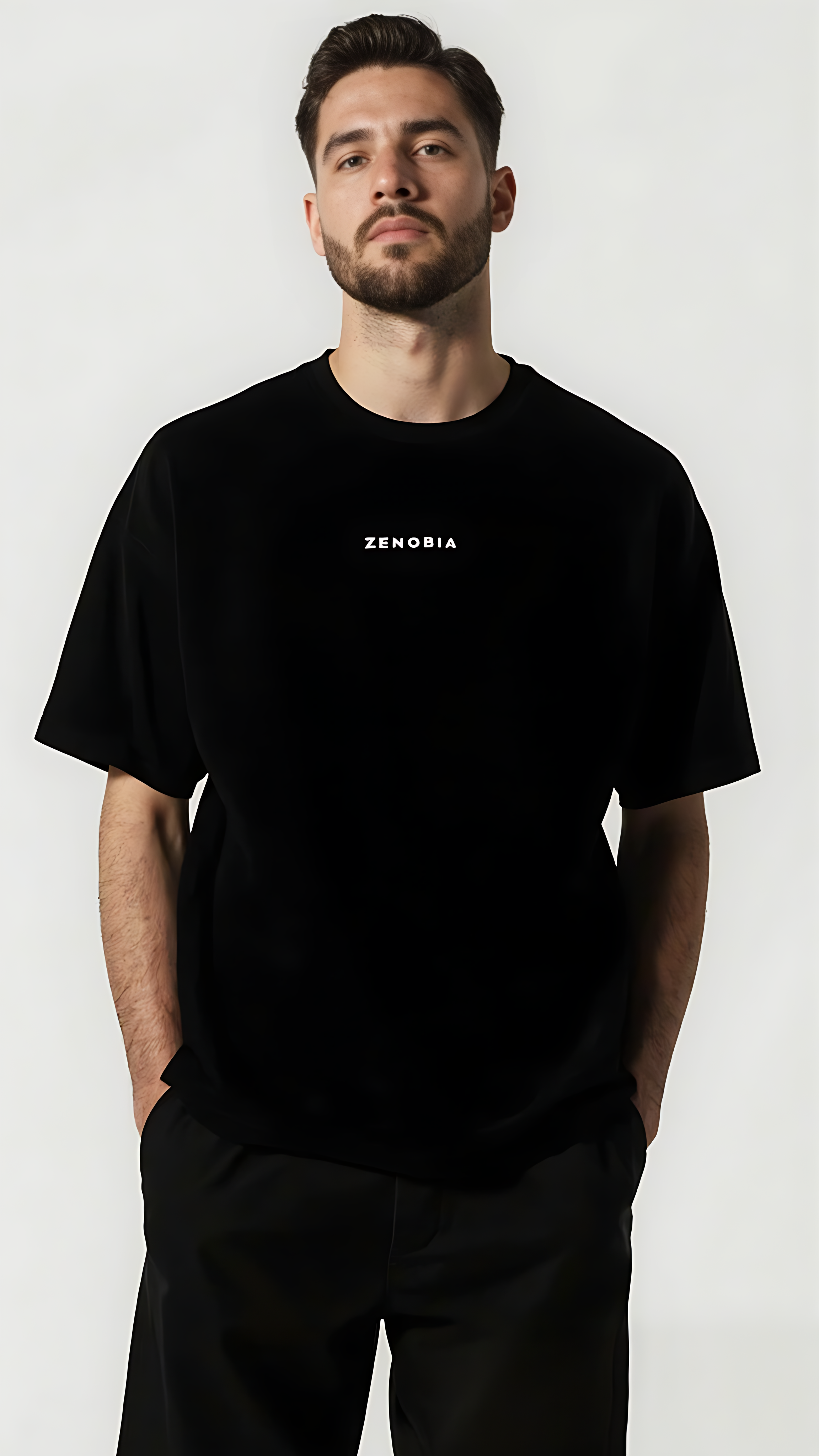 Oversized French Terry T-Shirt — White Embroidery Edition