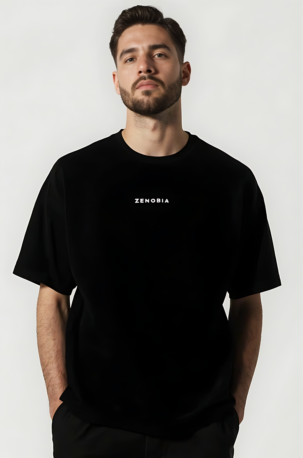 Oversized French Terry T-Shirt — White Embroidery Edition