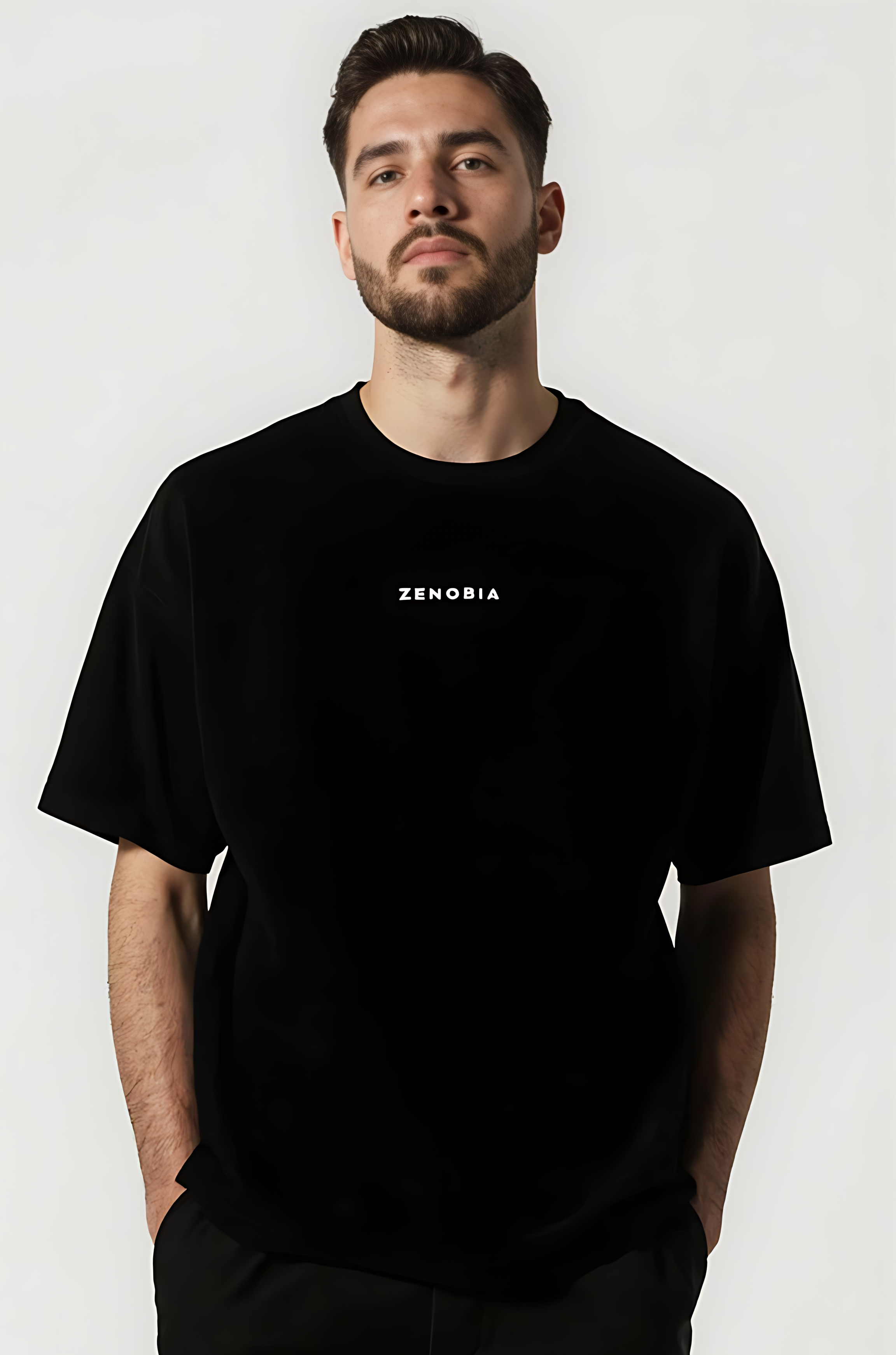 Oversized French Terry T-Shirt — White Embroidery Edition