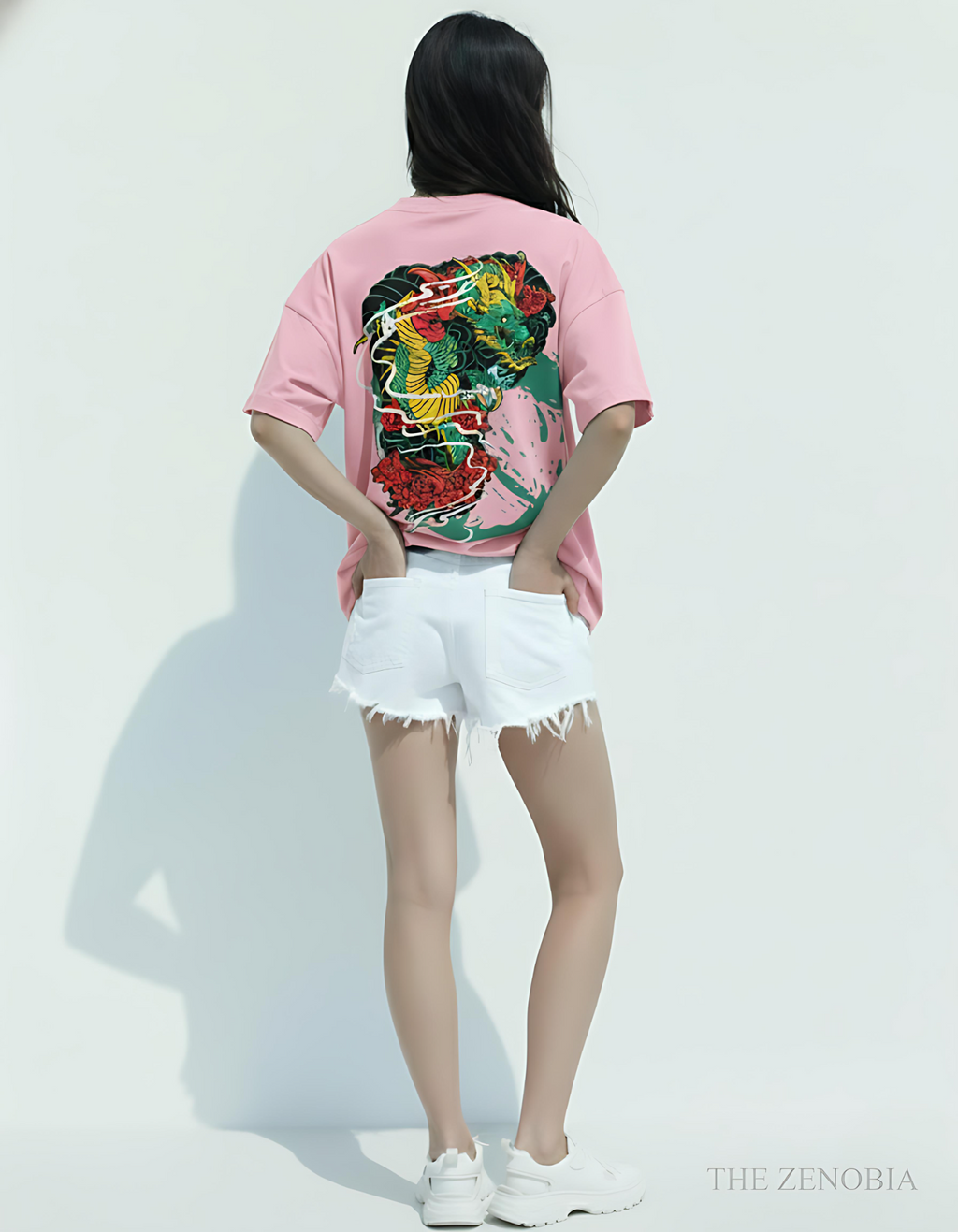 “Shadow Dragon’s Fury” Unisex Oversized T-Shirt — White Logo Series