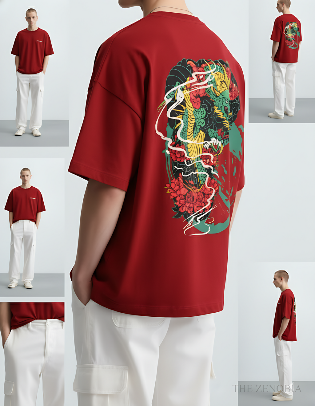 “Shadow Dragon’s Fury” Unisex Oversized T-Shirt — White Logo Series