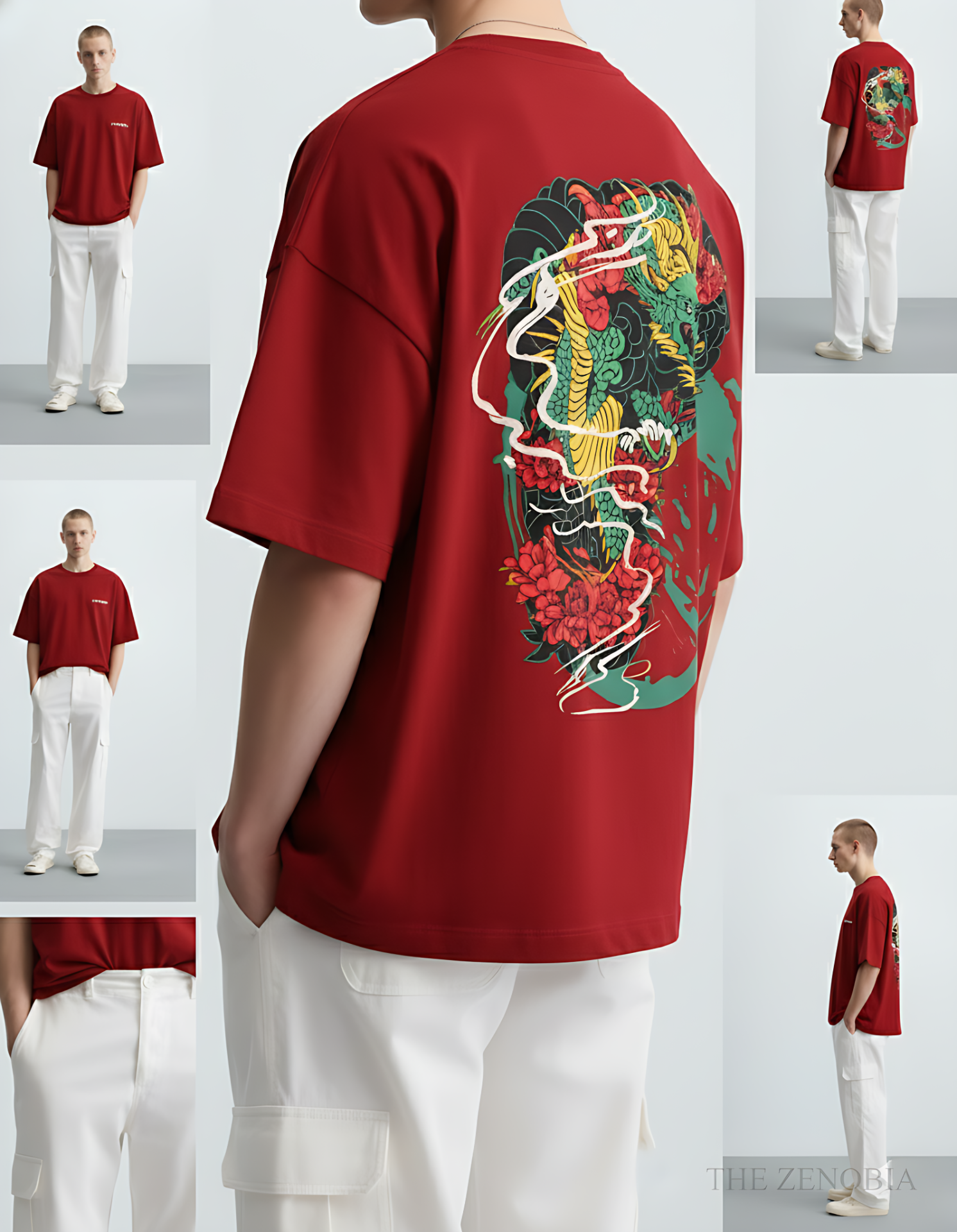 “Shadow Dragon’s Fury” Unisex Oversized T-Shirt — White Logo Series