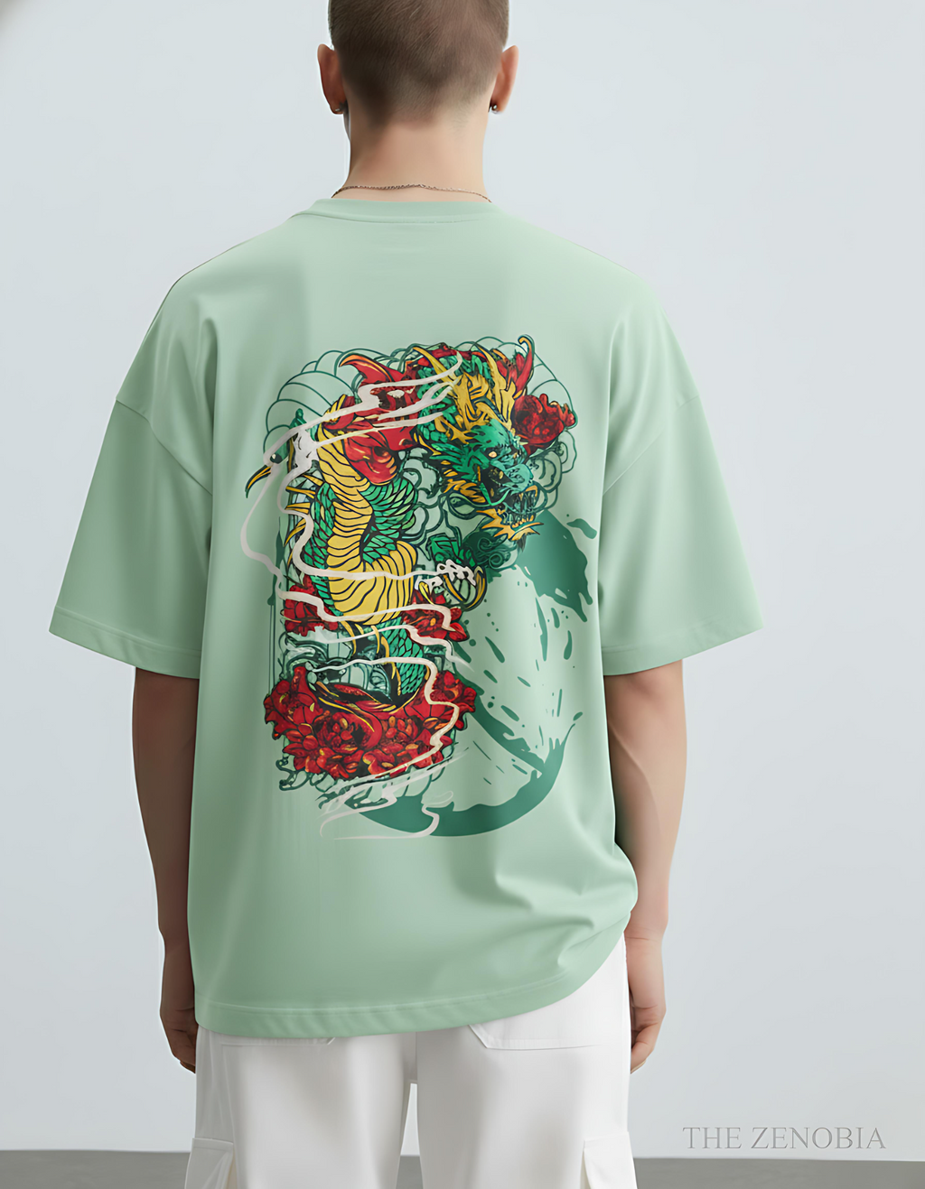 “Shadow Dragon’s Fury” Unisex Oversized T-Shirt — White Logo Series