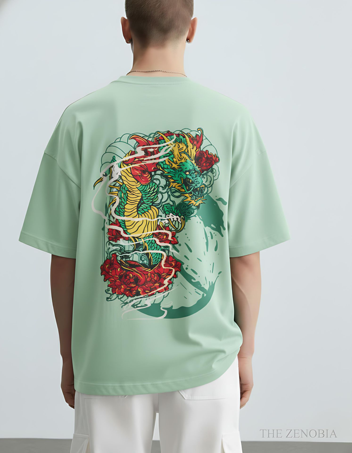 “Shadow Dragon’s Fury” Unisex Oversized T-Shirt — White Logo Series