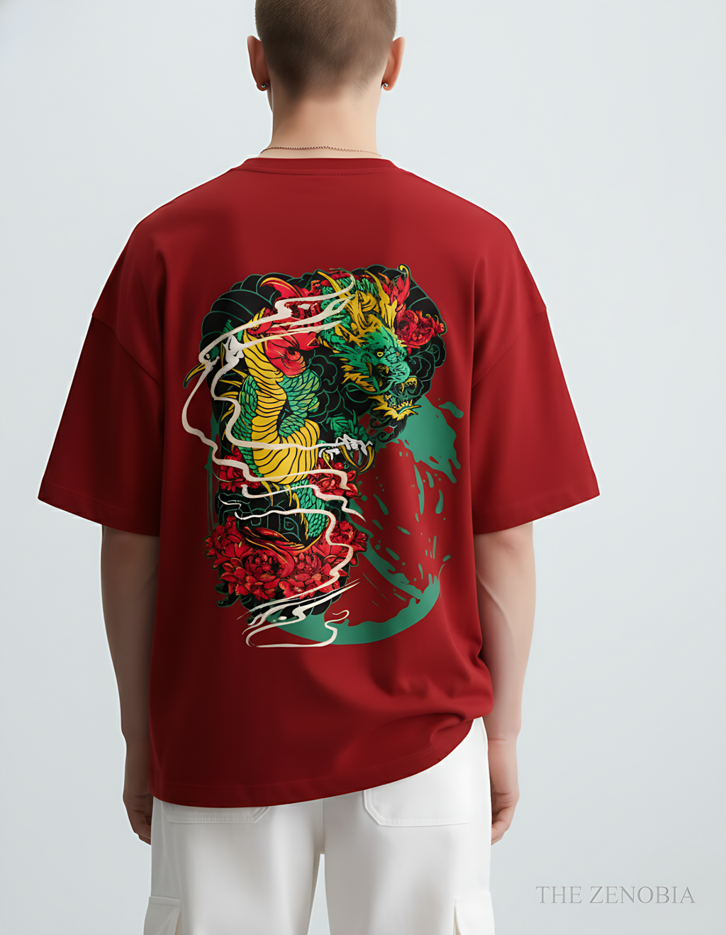 “Shadow Dragon’s Fury” Unisex Oversized T-Shirt — White Logo Series