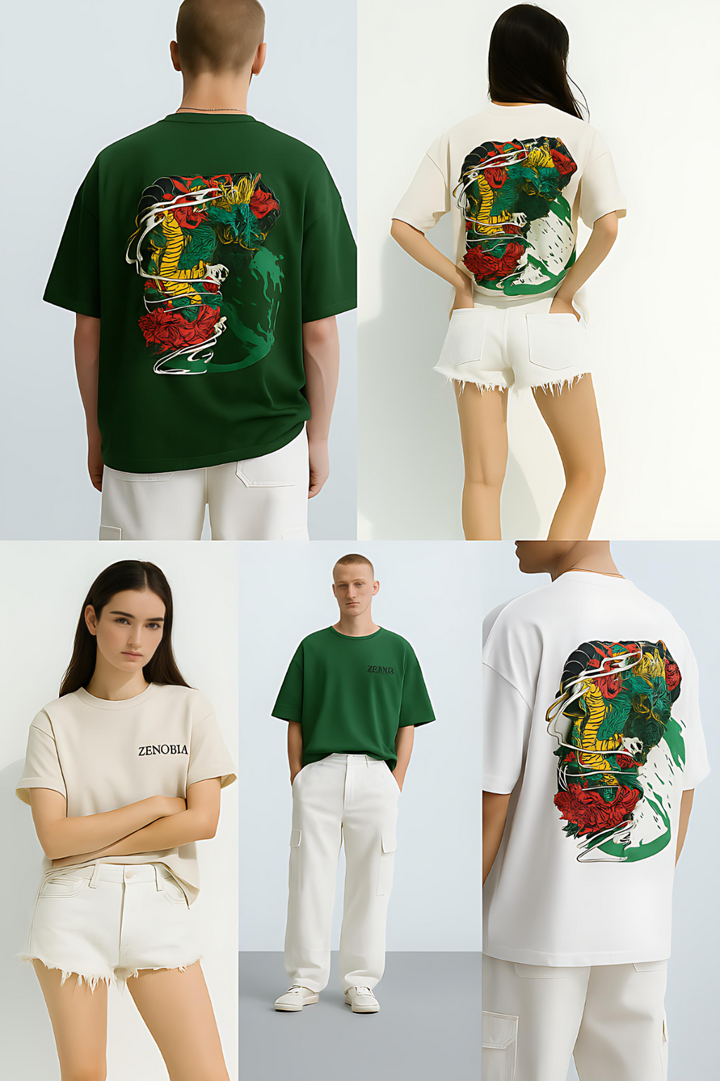 “Shadow Dragon’s Fury” Unisex Oversized T-Shirt — Black Logo Series