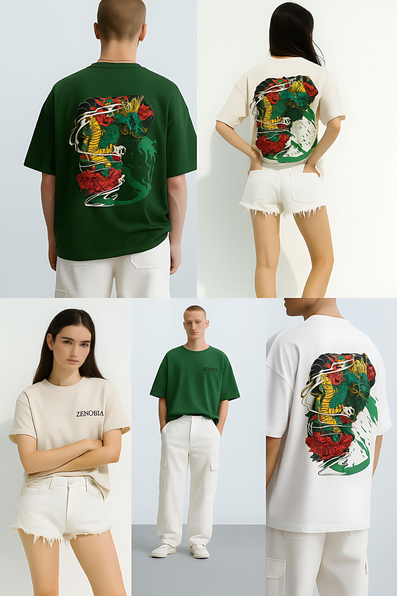 “Shadow Dragon’s Fury” Unisex Oversized T-Shirt — Black Logo Series