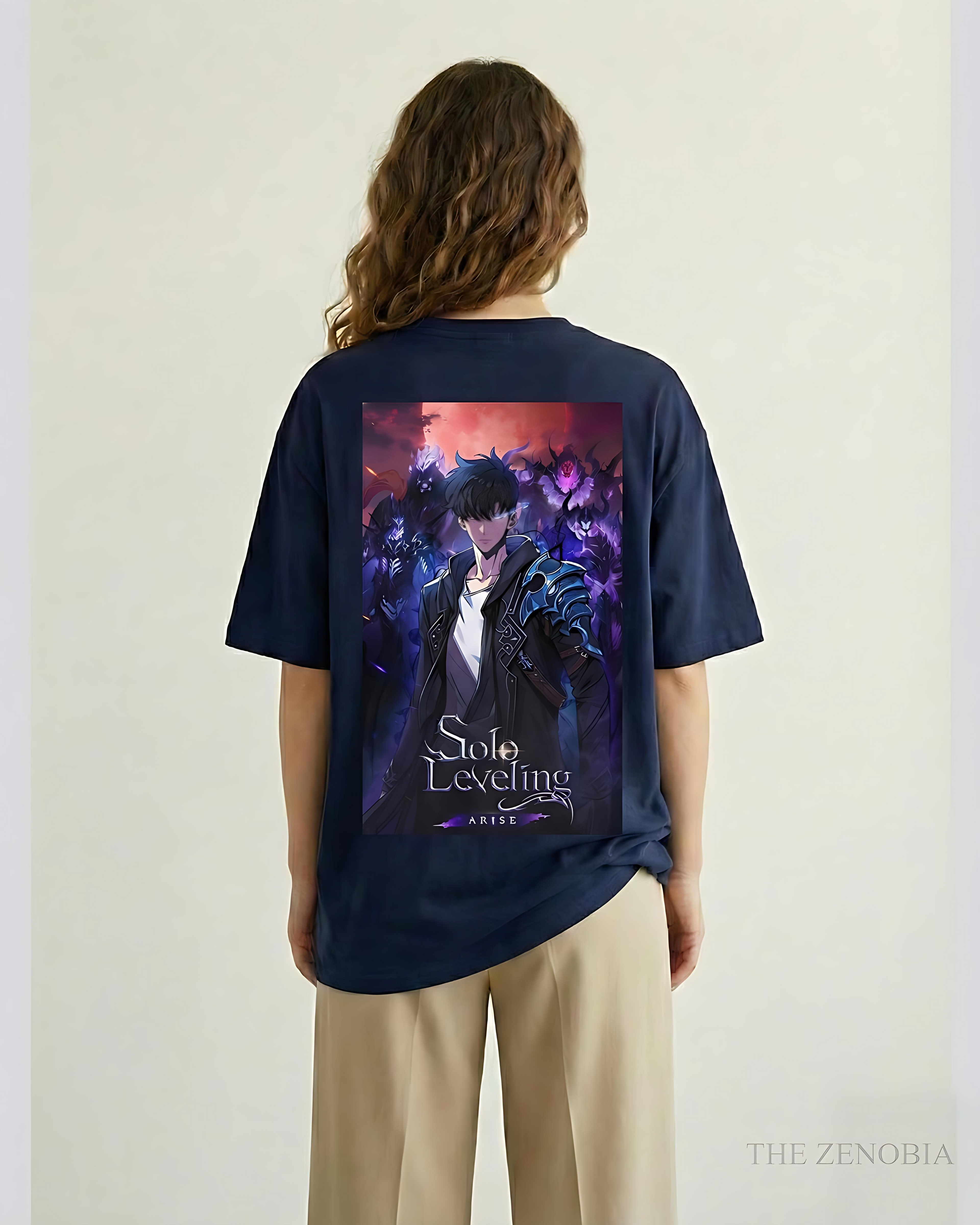 Sung Jin-Woo Arise Oversized Anime T-Shirt – Solo Leveling Edition - Navy Blue / S - Oversized sung jung woo T-Shirt