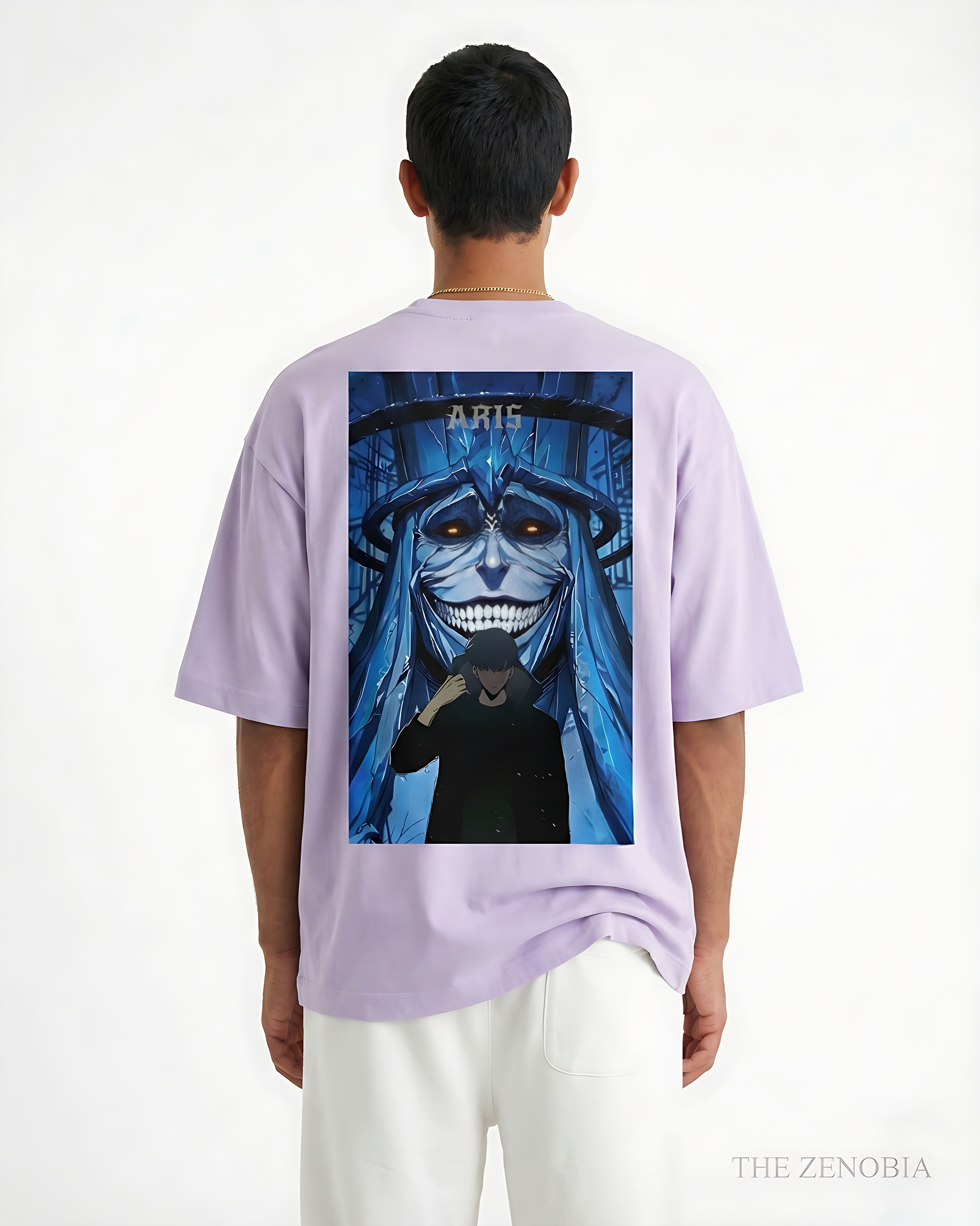 ’Sung Jin-Woo- ARIS Shadow Form” Oversized Graphic Tee - Lavender / S - Oversized T-Shirt