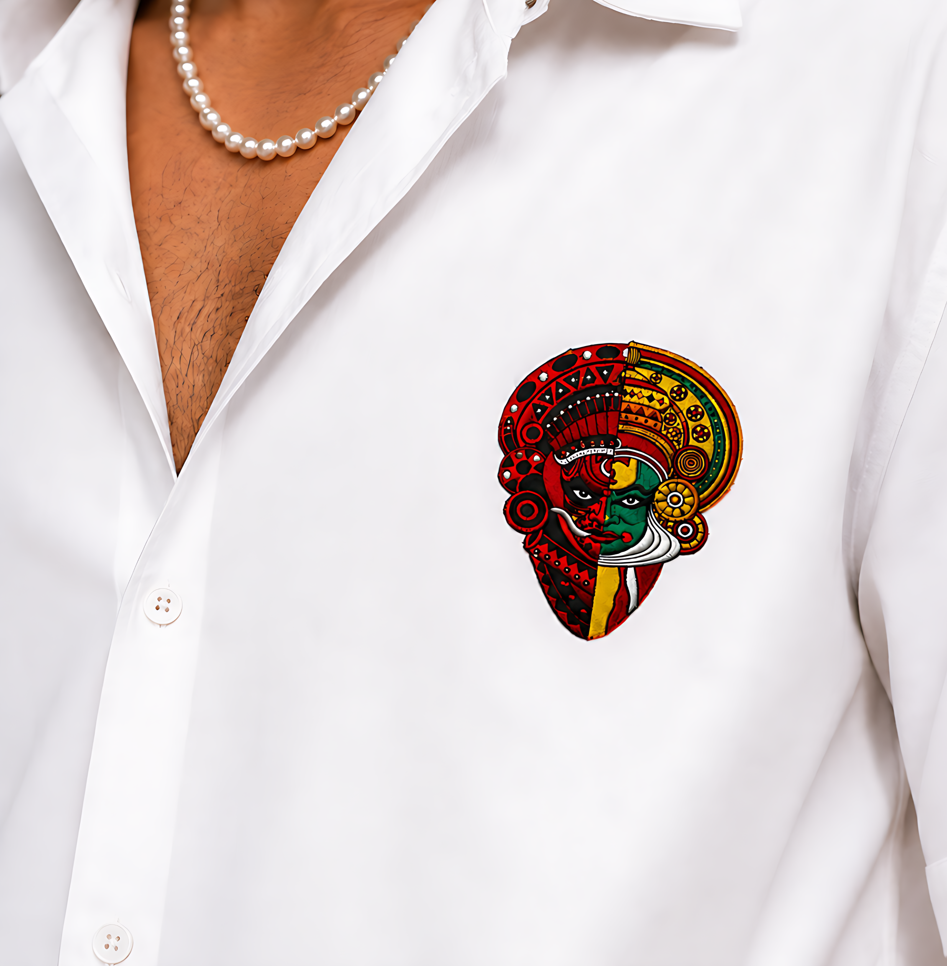 Kerala Folk Art Oversized Shirt – Traditional Split Face Graphic