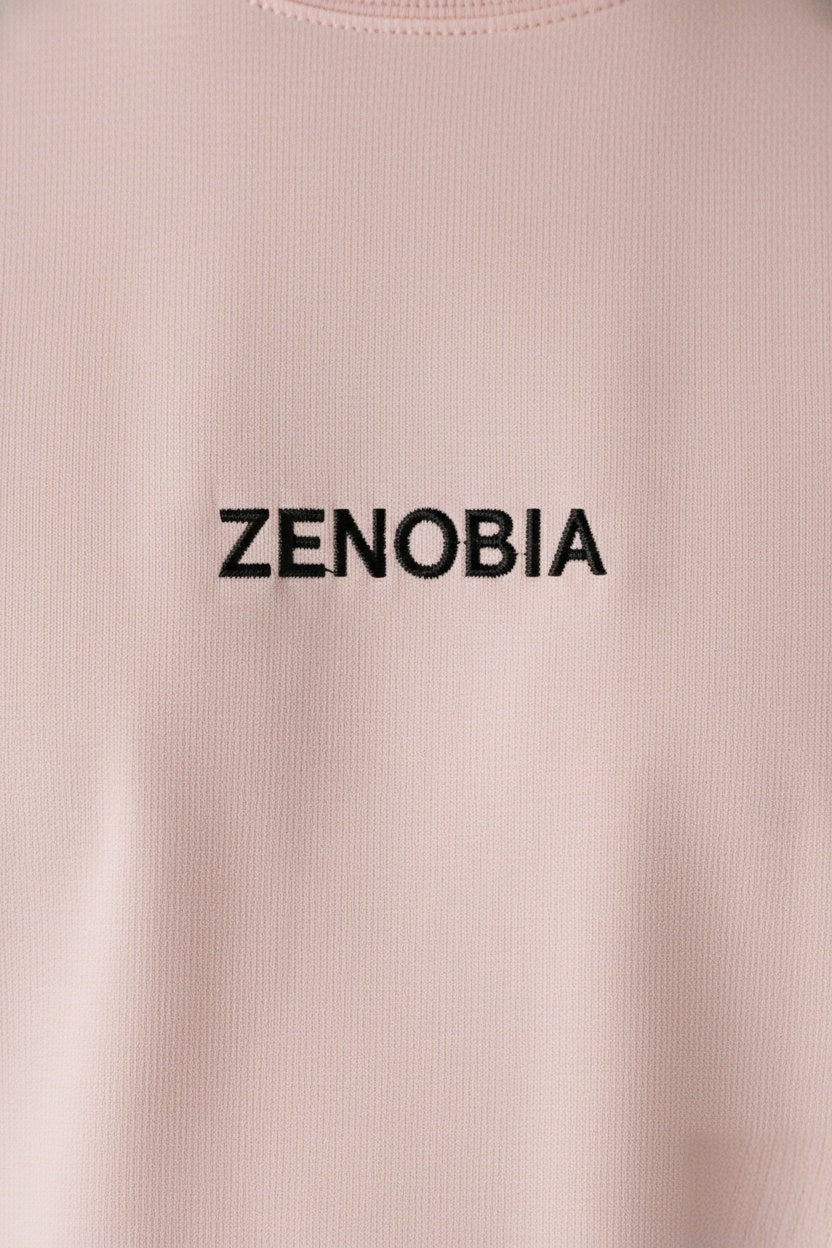 Oversized French Terry T-Shirt — Black Embroidery Edition