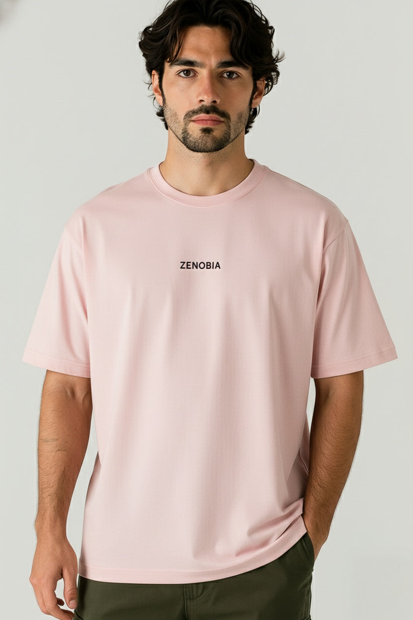 Oversized French Terry T-Shirt — Black Embroidery Edition