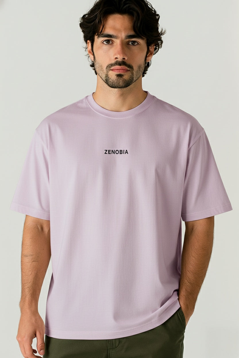 Oversized French Terry T-Shirt — Black Embroidery Edition