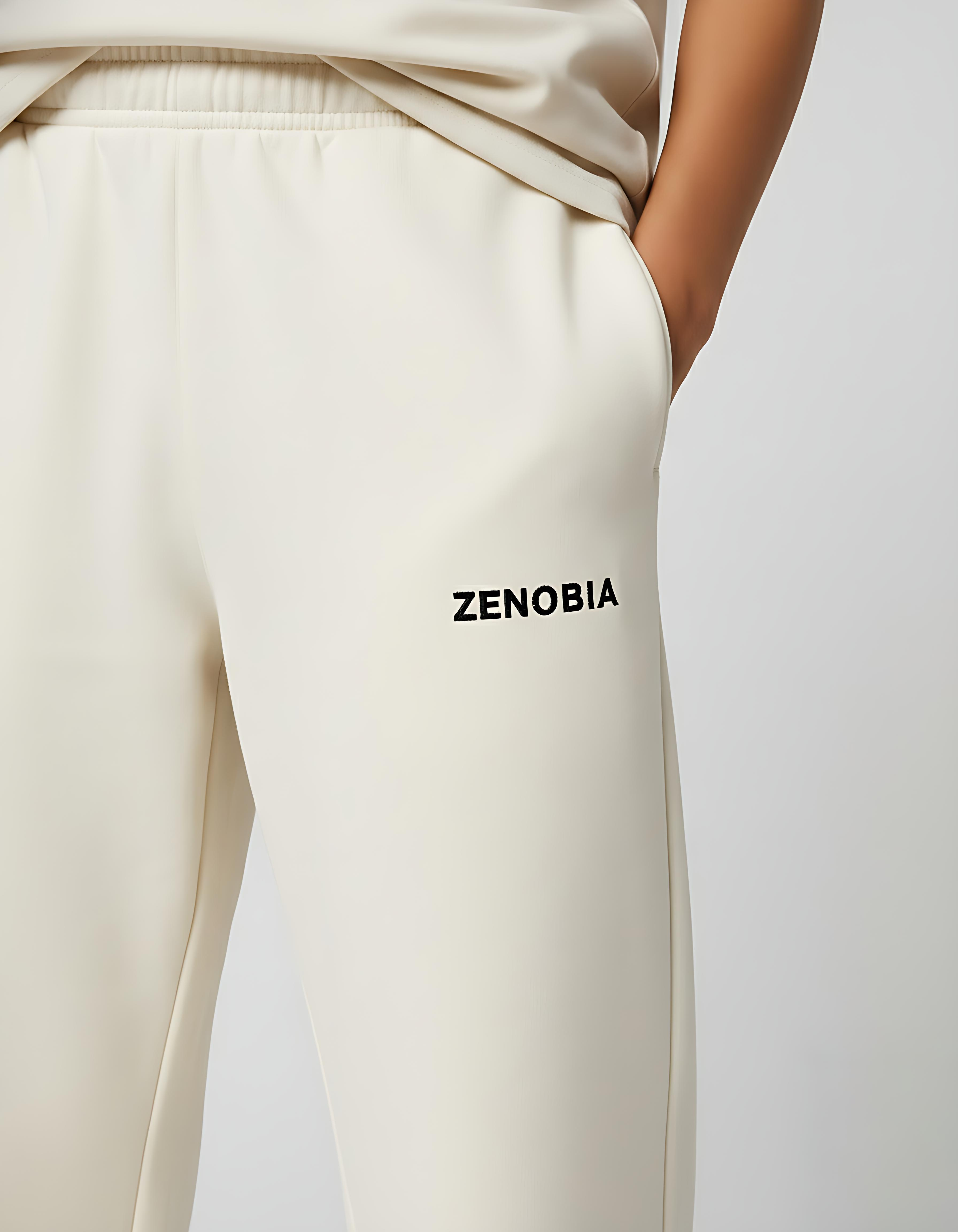 Unisex Premium Terry Sweatpants – Off-White (Black Embroidery)