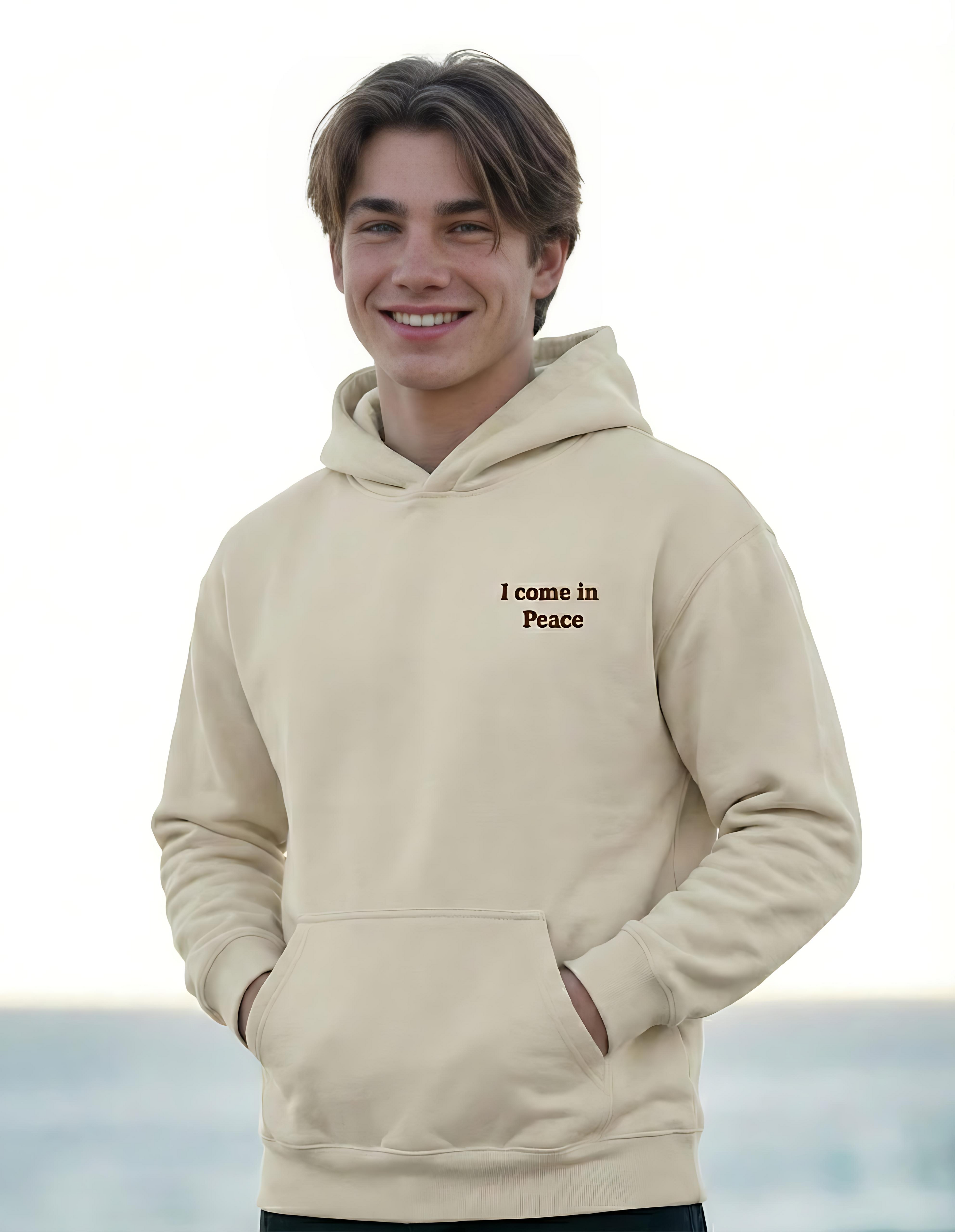 I Come in Peace | Pair Pullover for “I’m Peace” Couple Set (Brown embroidery)