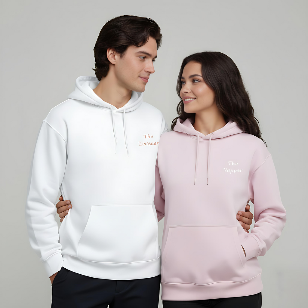 The Yapper- Pair Hoodie for “The Listener” Couple Set (Baby Pink Embroidery)