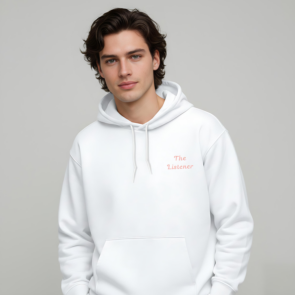 The Listener – Pair Hoodie for “The Yapper” Couple Set (Baby pink embroidery)