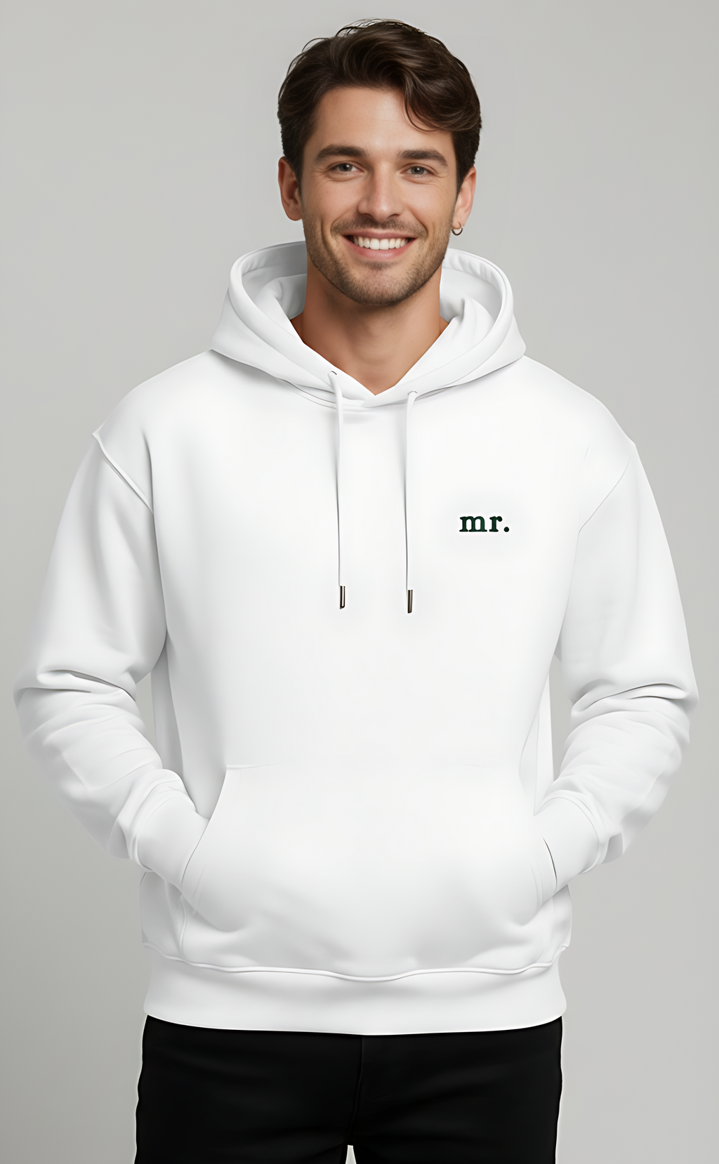 Mr. – Pair Hoodie for “Mrs.” Couple Set (Green Embroidery)