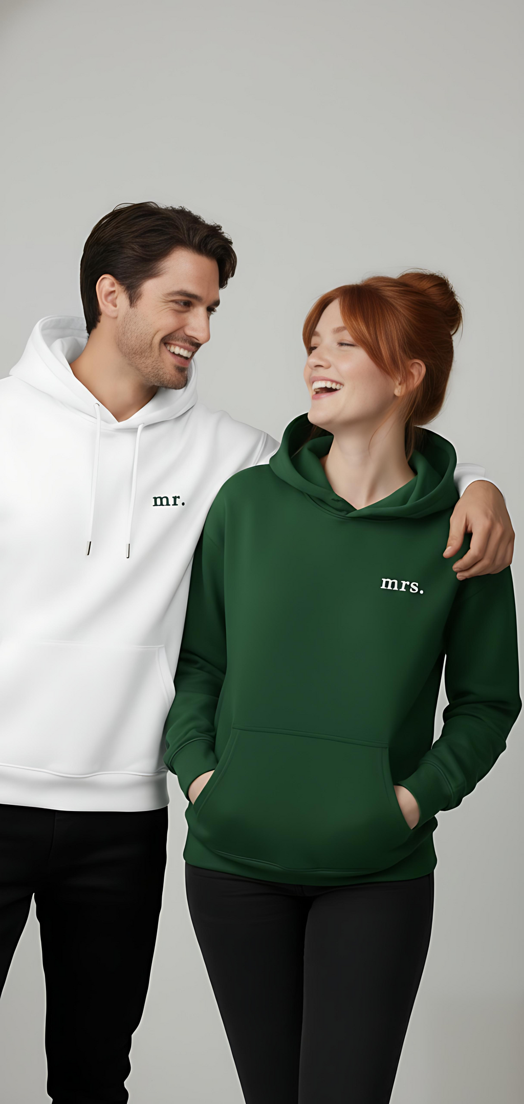 Mr. – Pair Hoodie for “Mrs.” Couple Set (Green Embroidery)