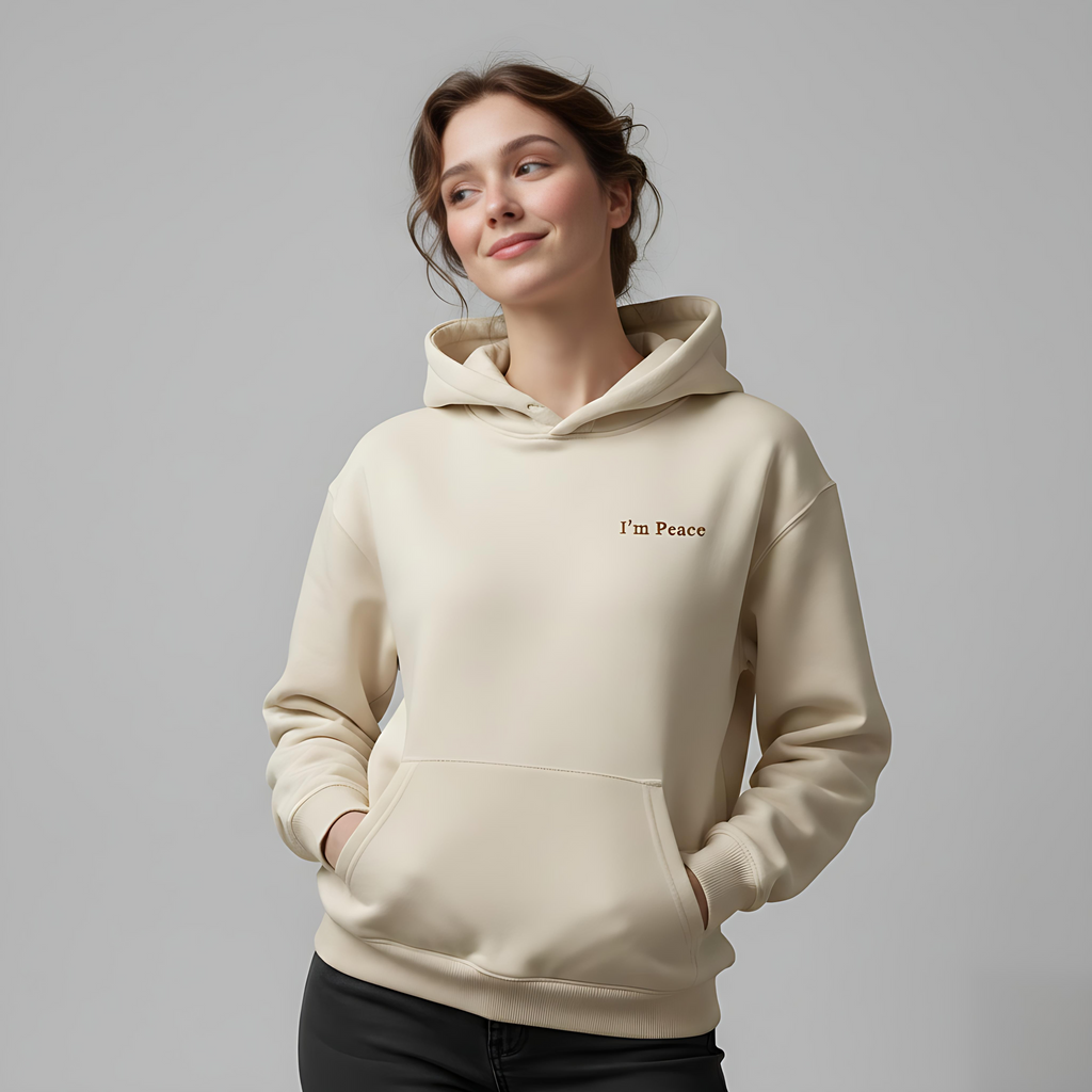 I'm Peace- Pair Pullover for “I come in peace” Couple Set (Brown Embroidery)