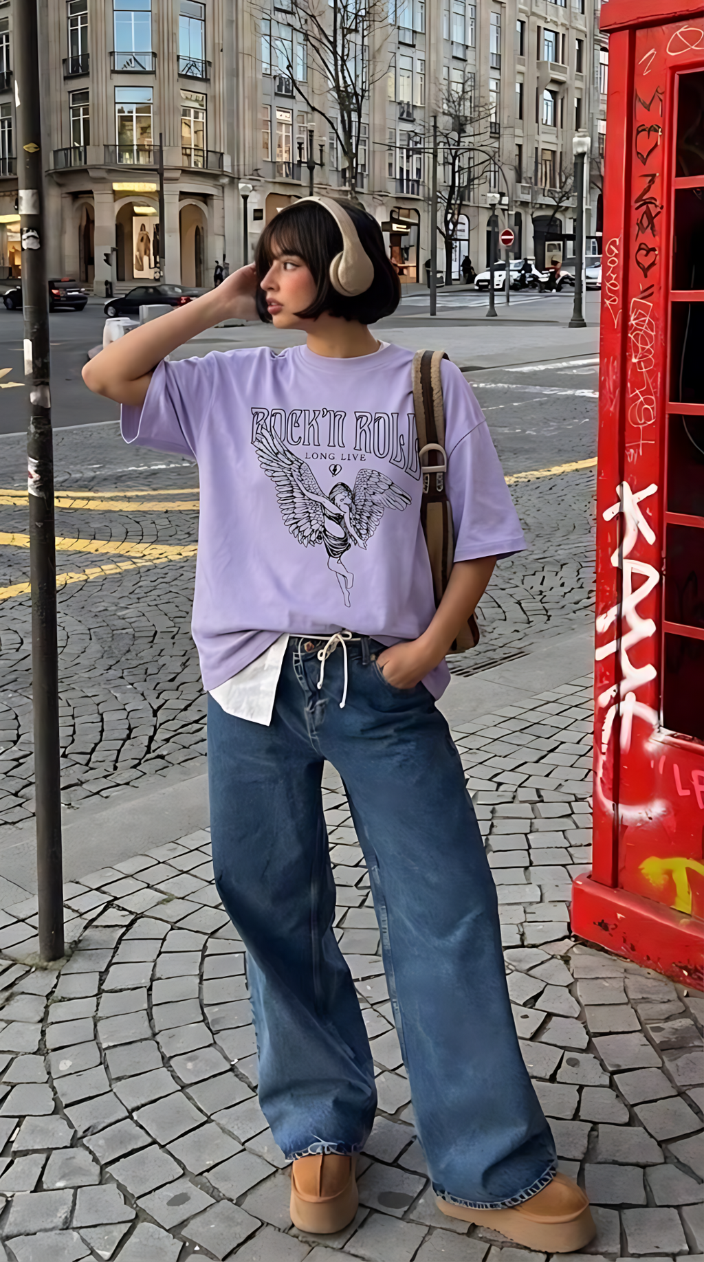 ZENOBIA Rock’n Roll Angel Oversized Tee