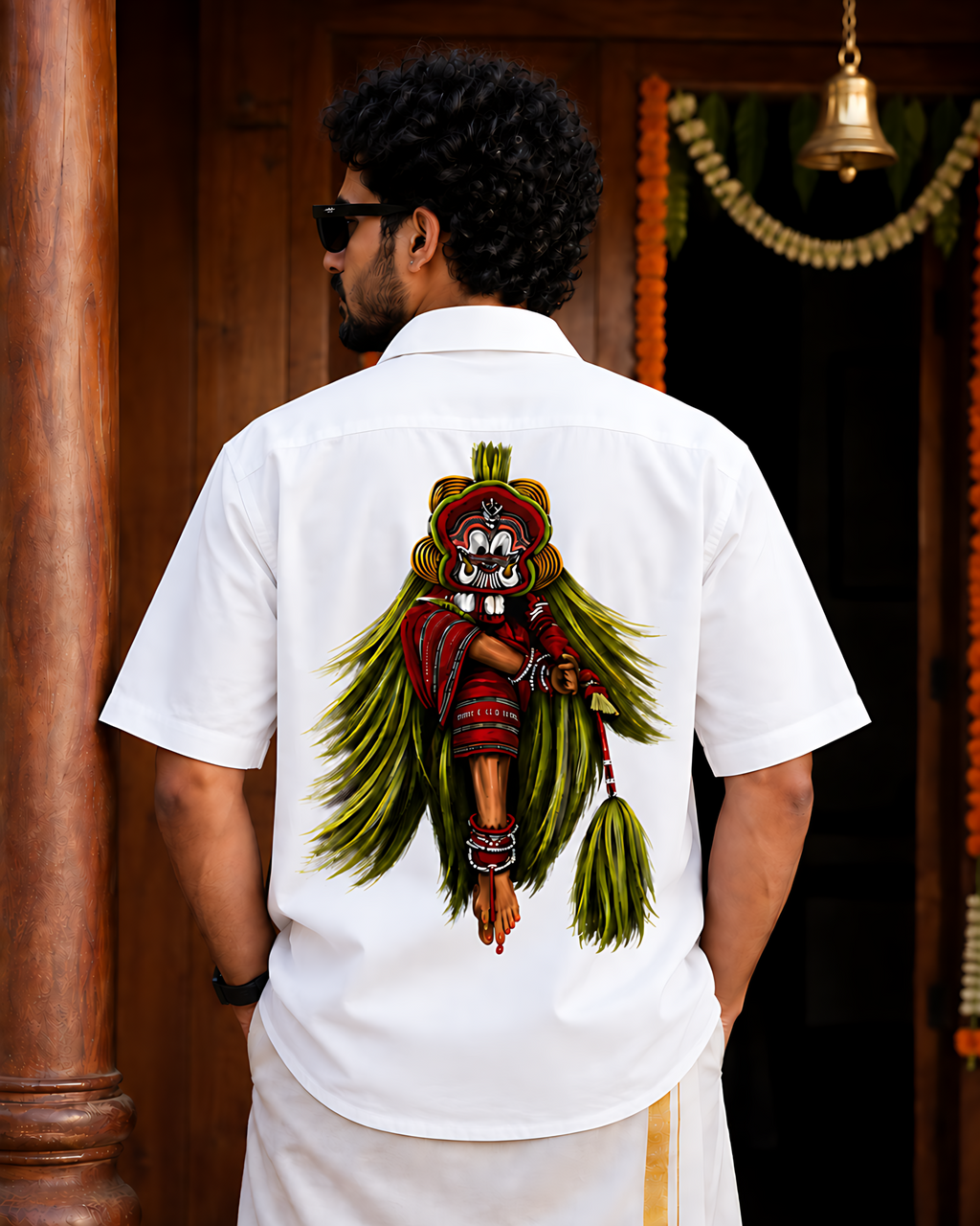 Kerala Tradition Oversized Cotton Shirt – Theyyam Inspired