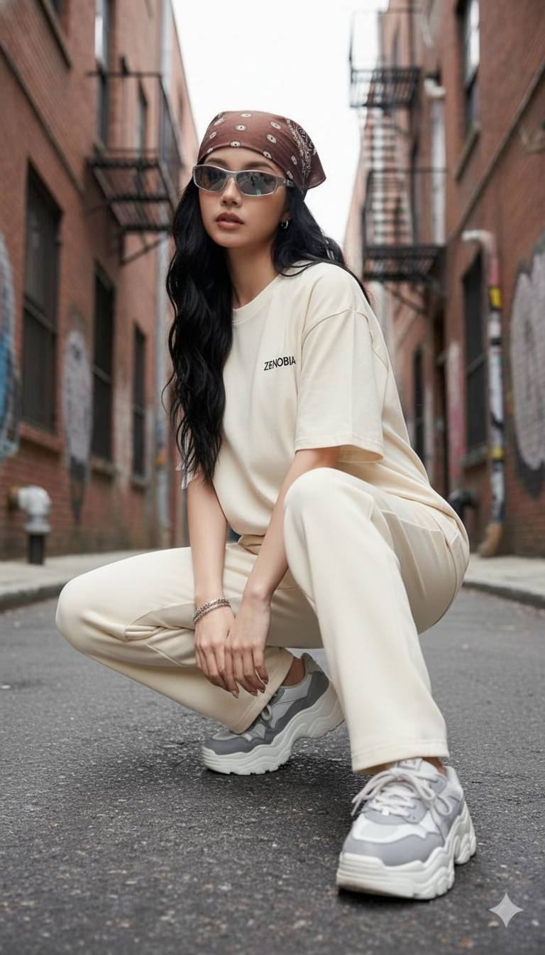 Unisex Premium Terry Sweatpants – Off-White (Black Embroidery)