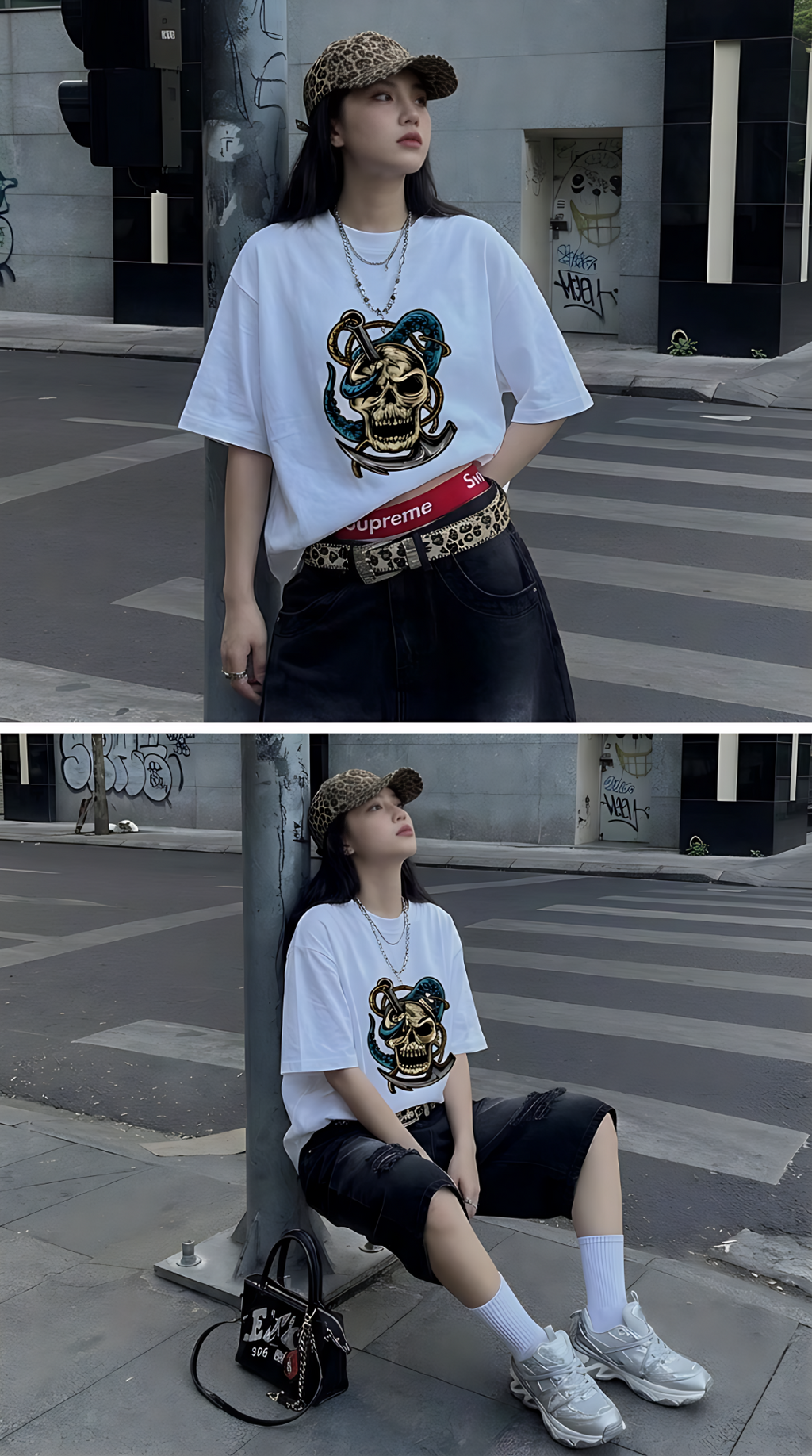 Skull Anchor Oversized T-Shirt