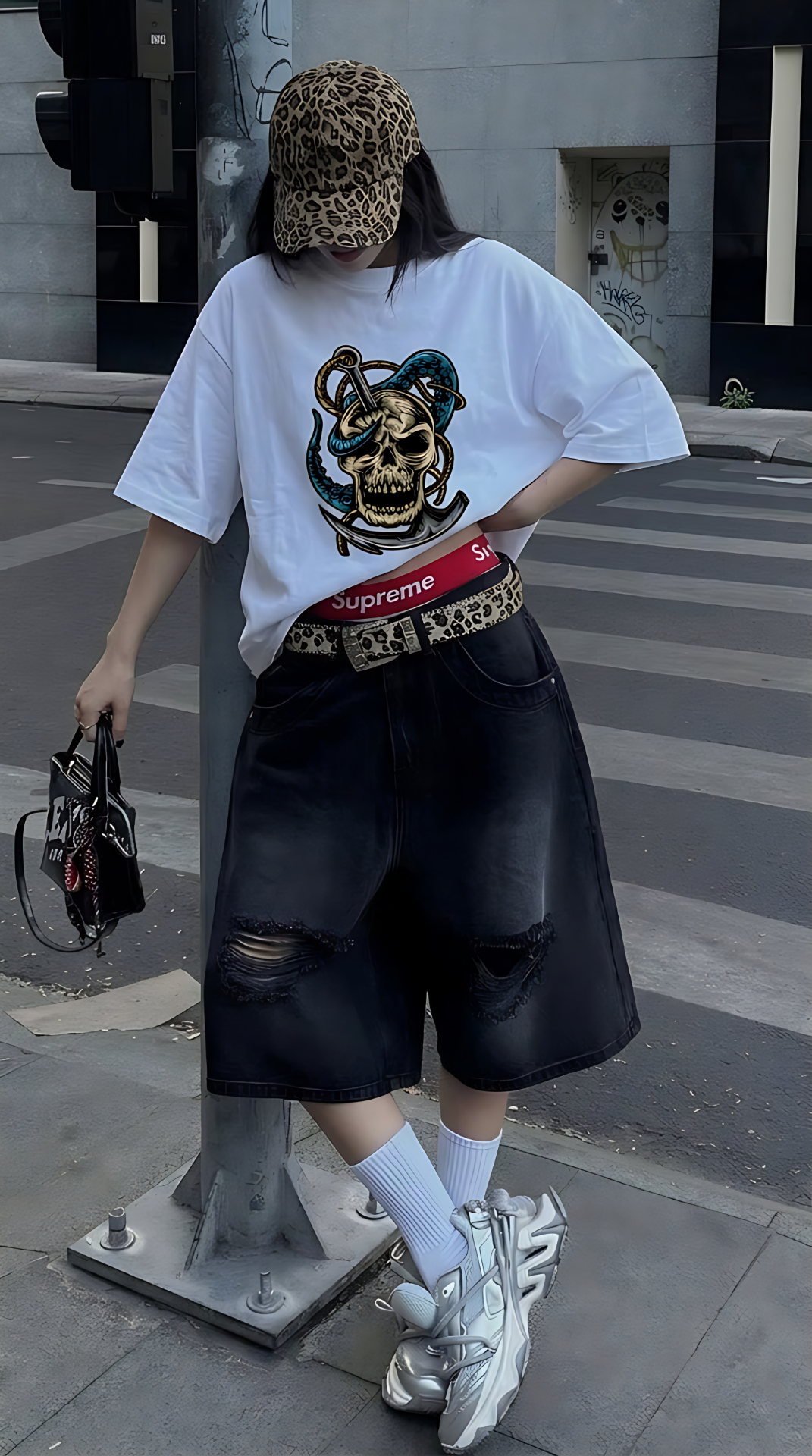 Skull Anchor Oversized T-Shirt