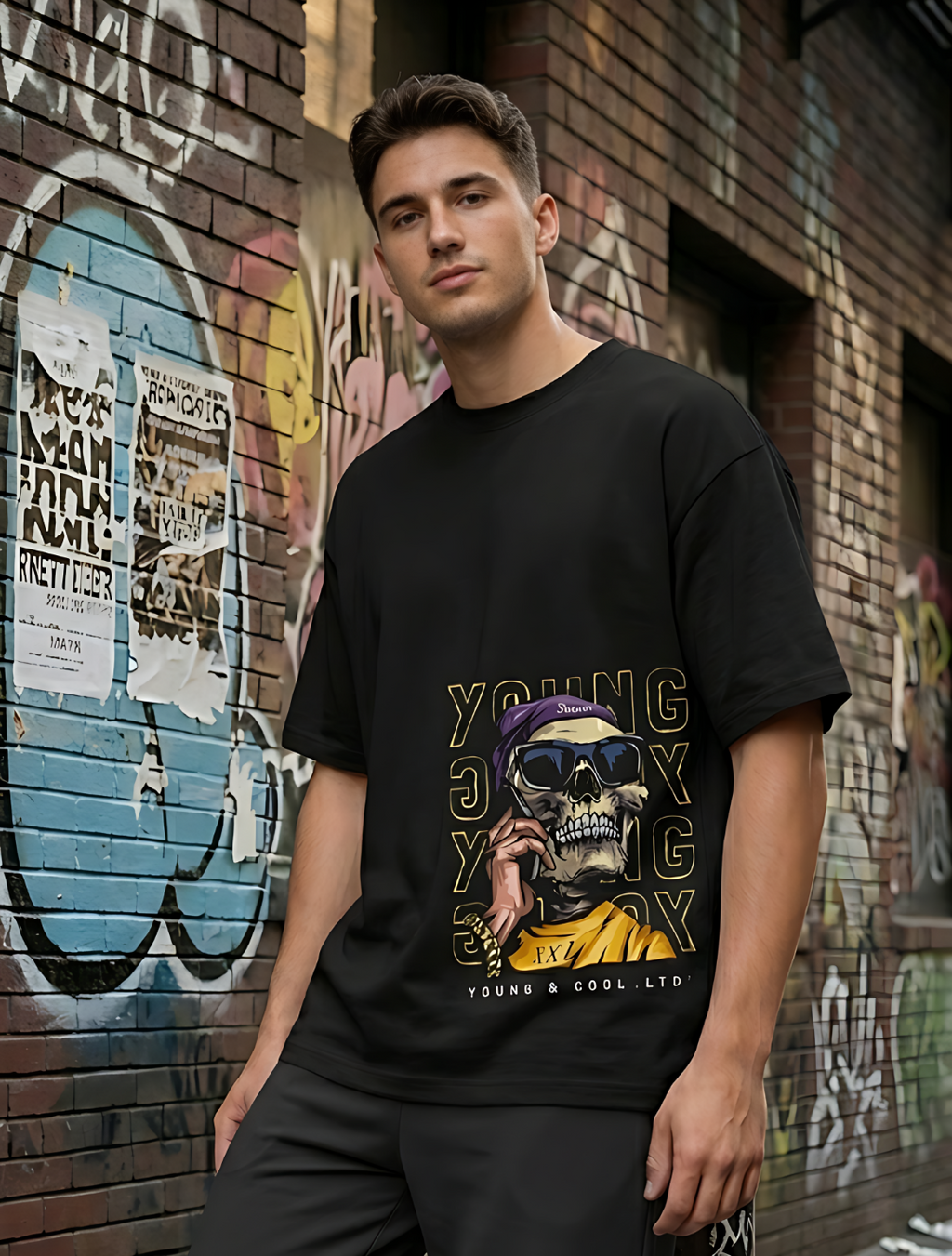 Young & Cool Skull Oversized Tee
