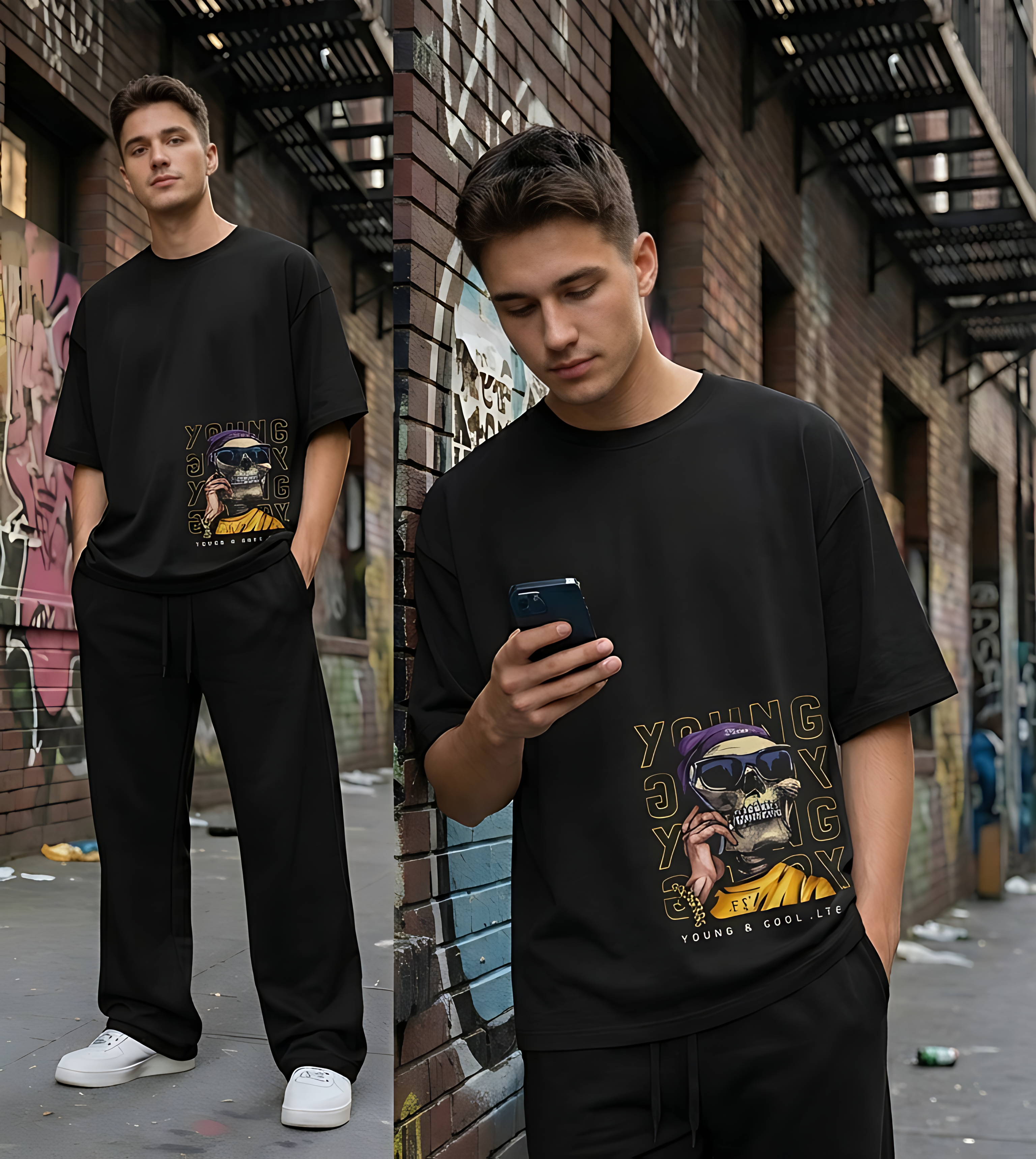 Young & Cool Skull Oversized Tee