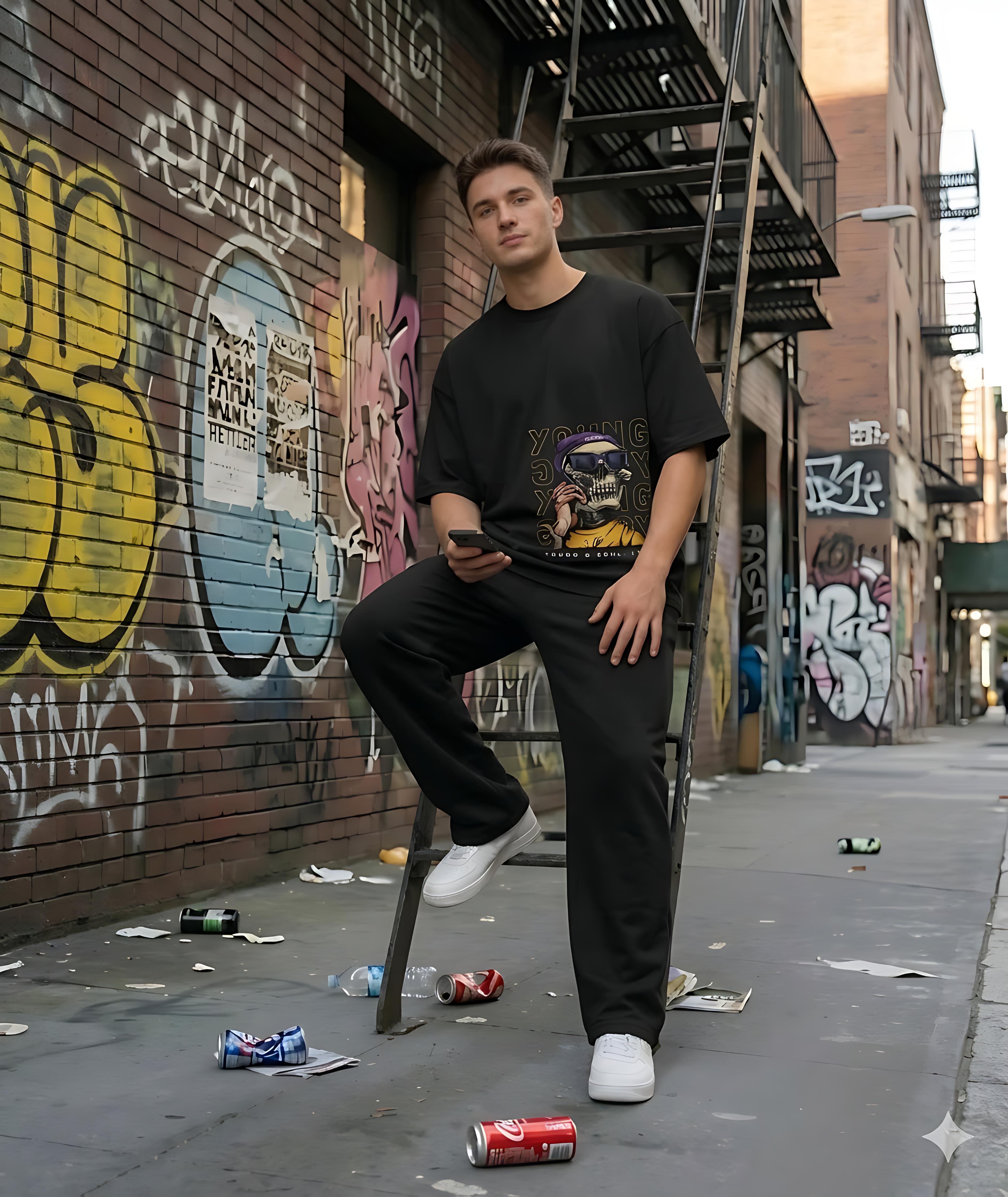 Young & Cool Skull Oversized Tee